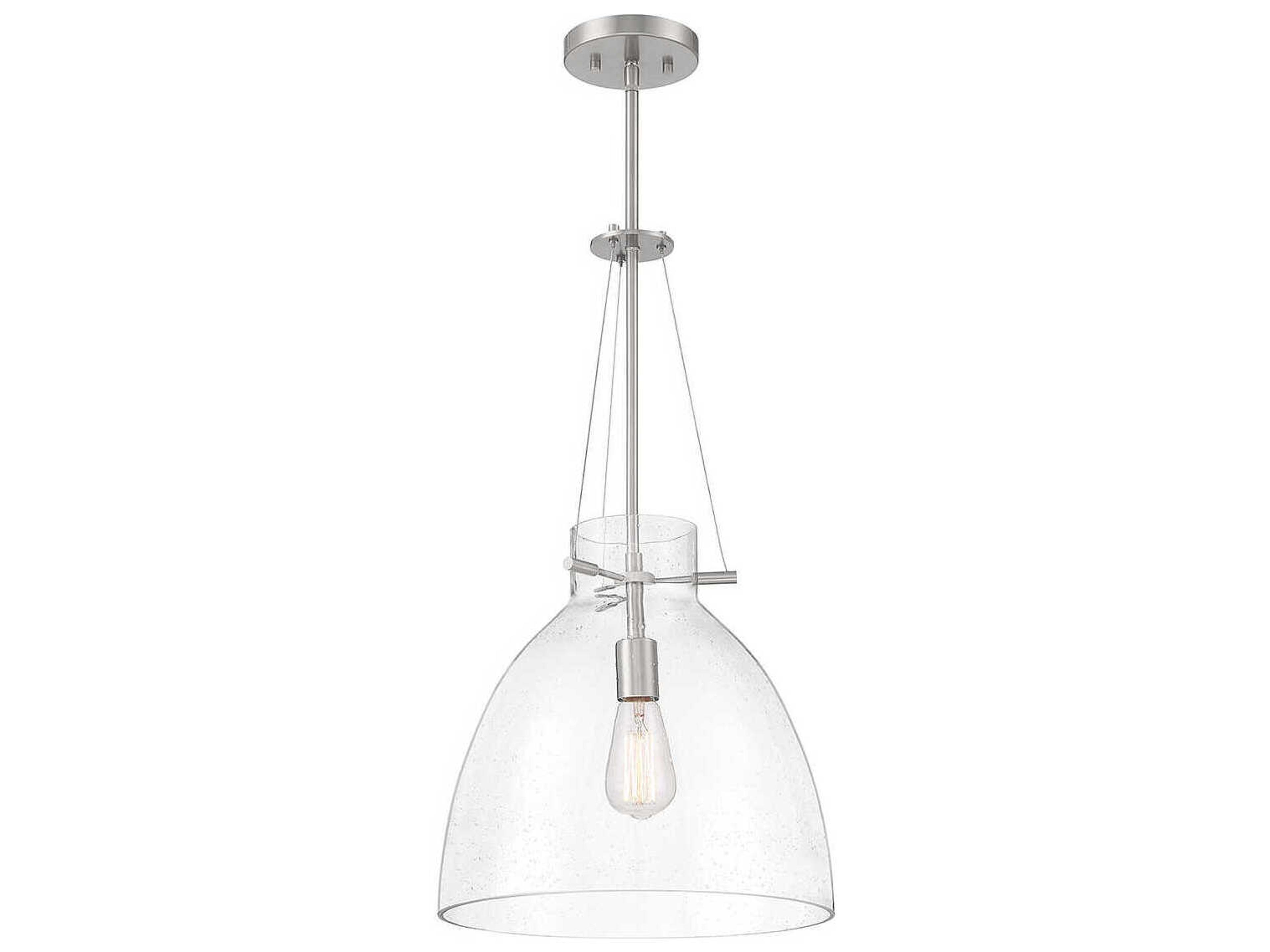 Savoy House Foster 1-Light Satin Nickel Glass Dome Pendant