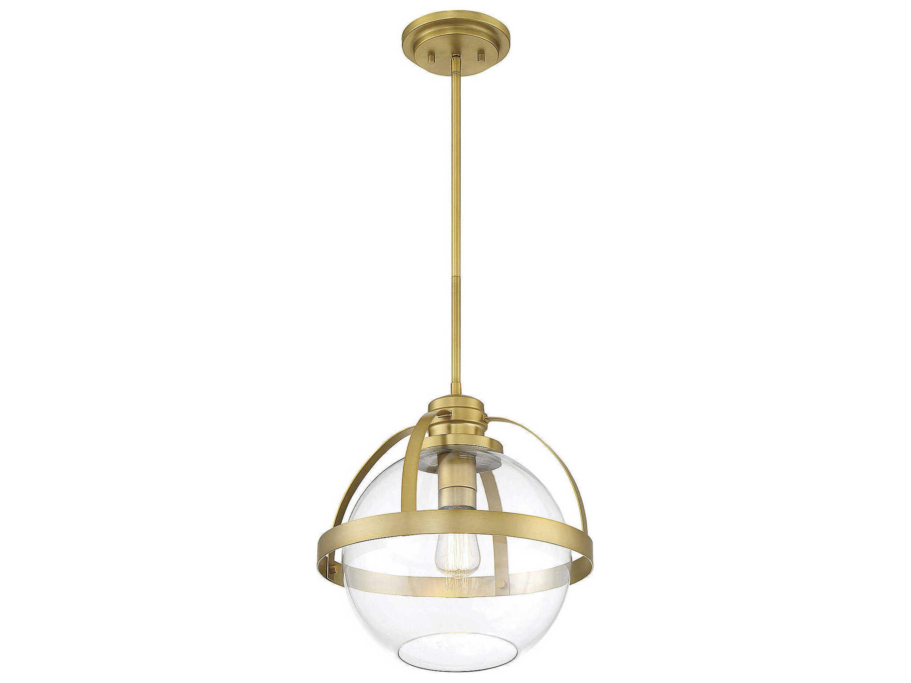 Savoy House Pendleton 1-Light Warm Brass Glass Globe Pendant
