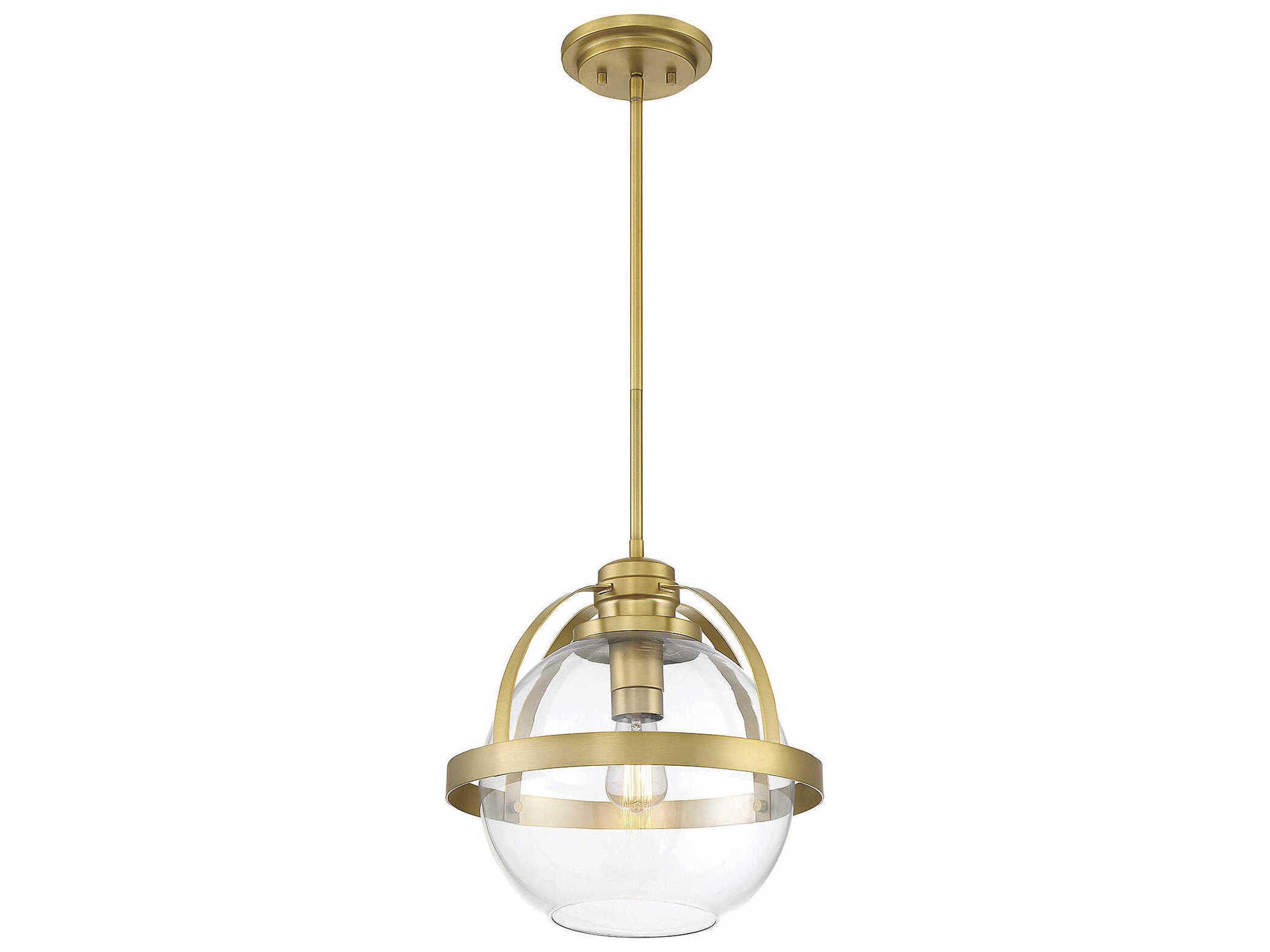 Savoy House Pendleton 1-Light Warm Brass Glass Globe Pendant