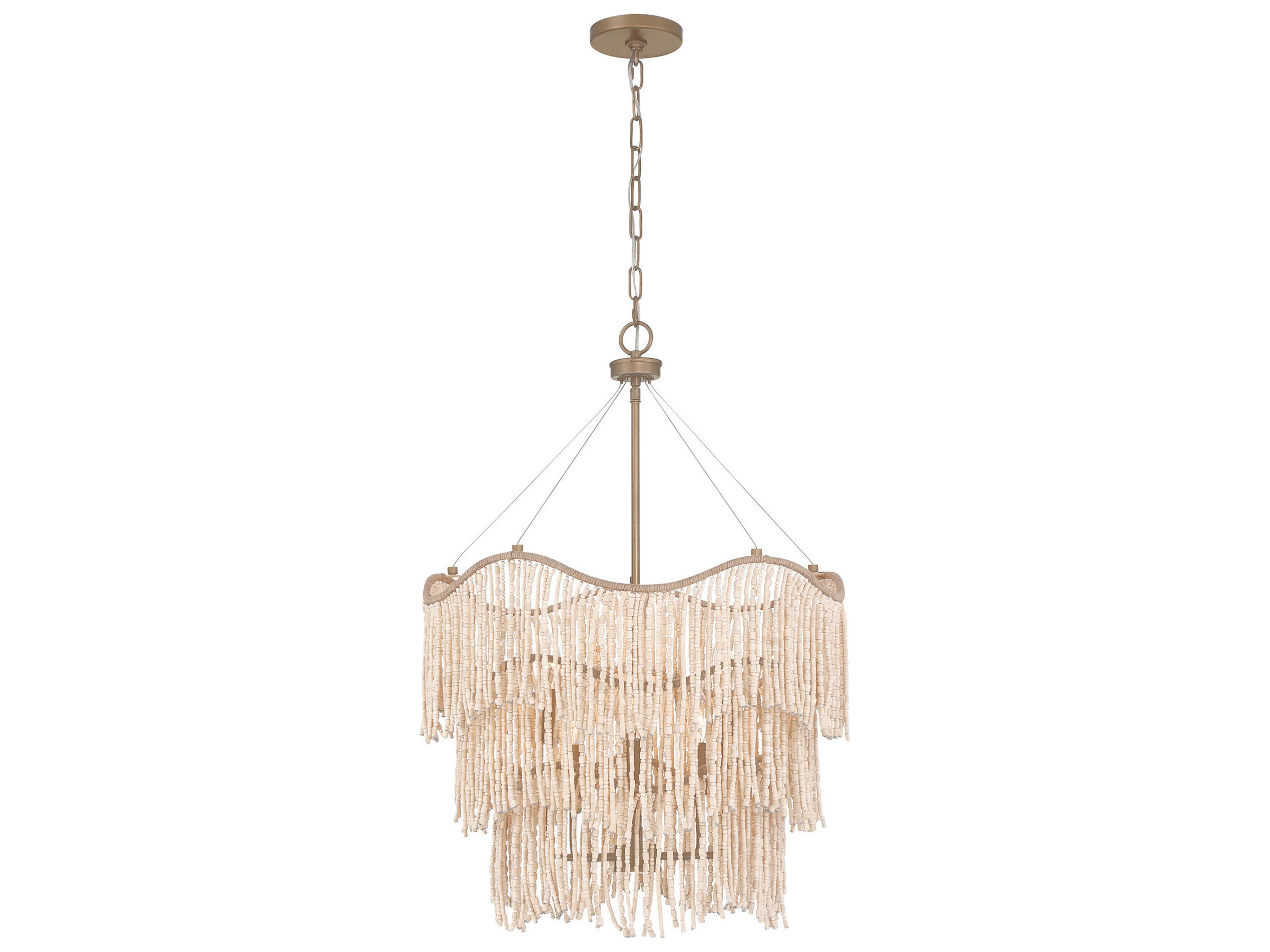 Melia 6-Light Cypress Wood Tiered Pendant