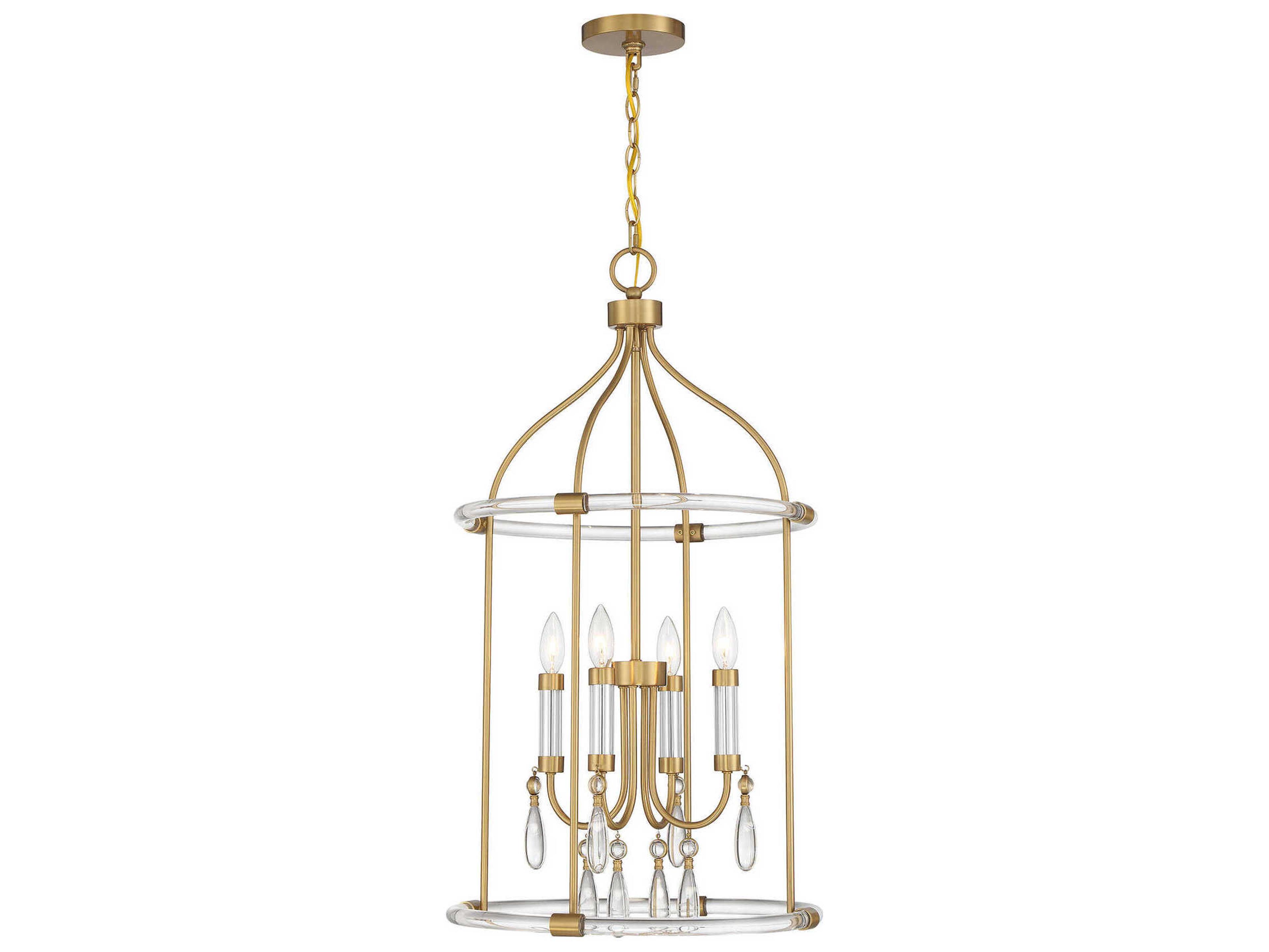 Mayfair 4-Light Warm Brass Chrome Lantern Pendant