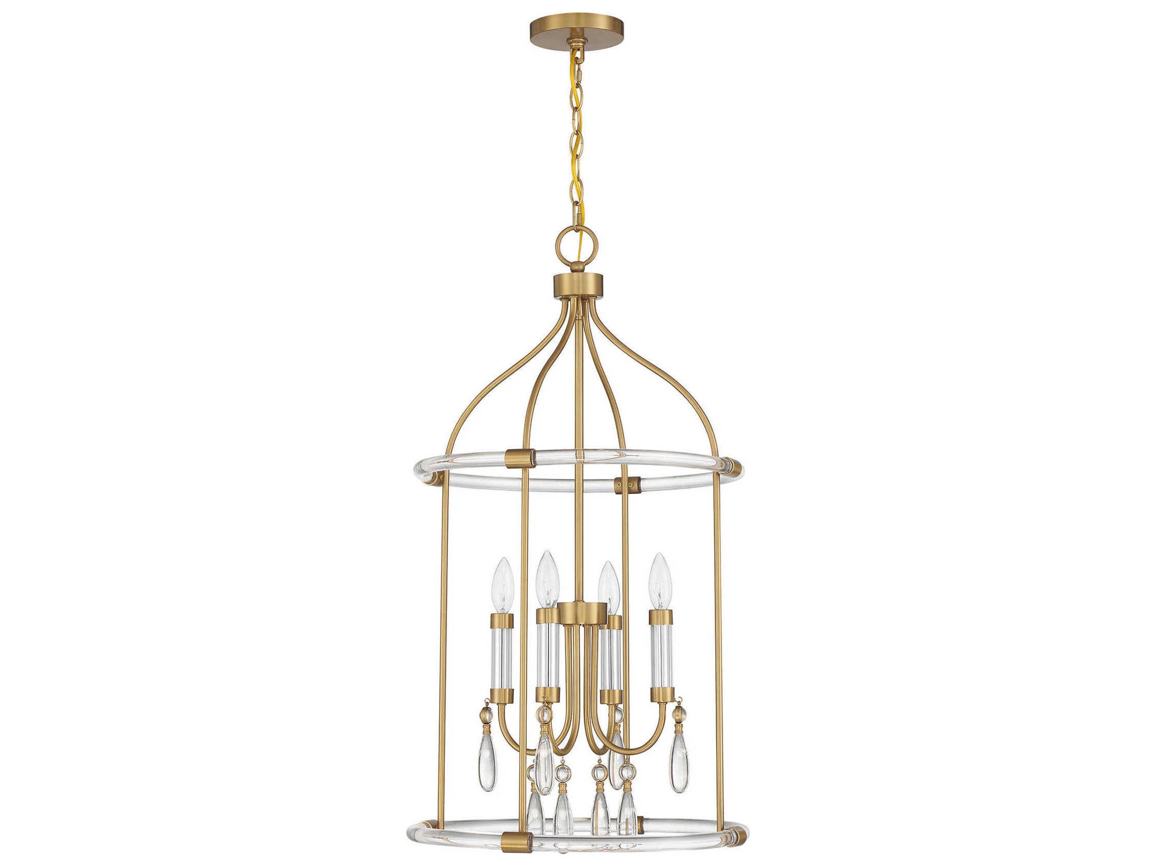 Savoy House Mayfair 4-Light Warm Brass Chrome Lantern Pendant