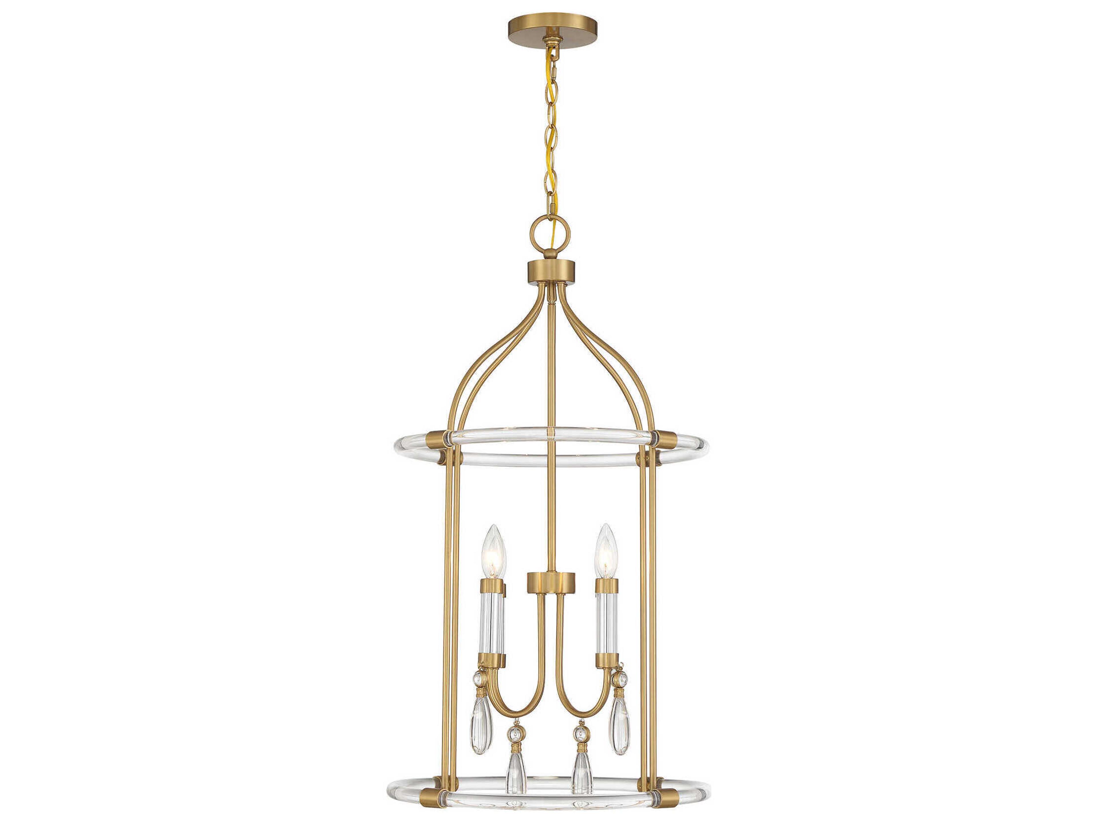 Savoy House Mayfair 4-Light Warm Brass Chrome Lantern Pendant