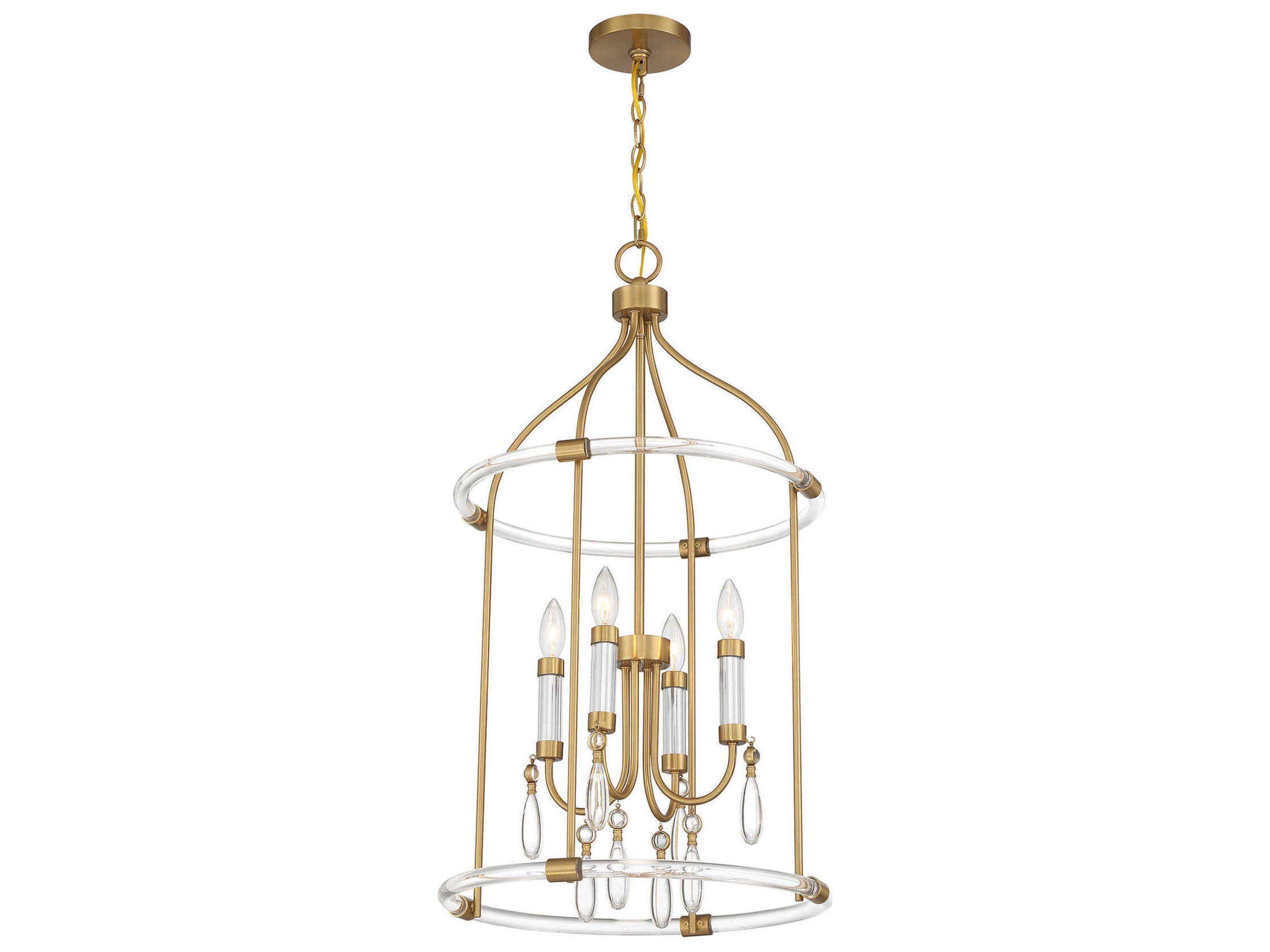 Savoy House Mayfair 4-Light Warm Brass Chrome Lantern Pendant