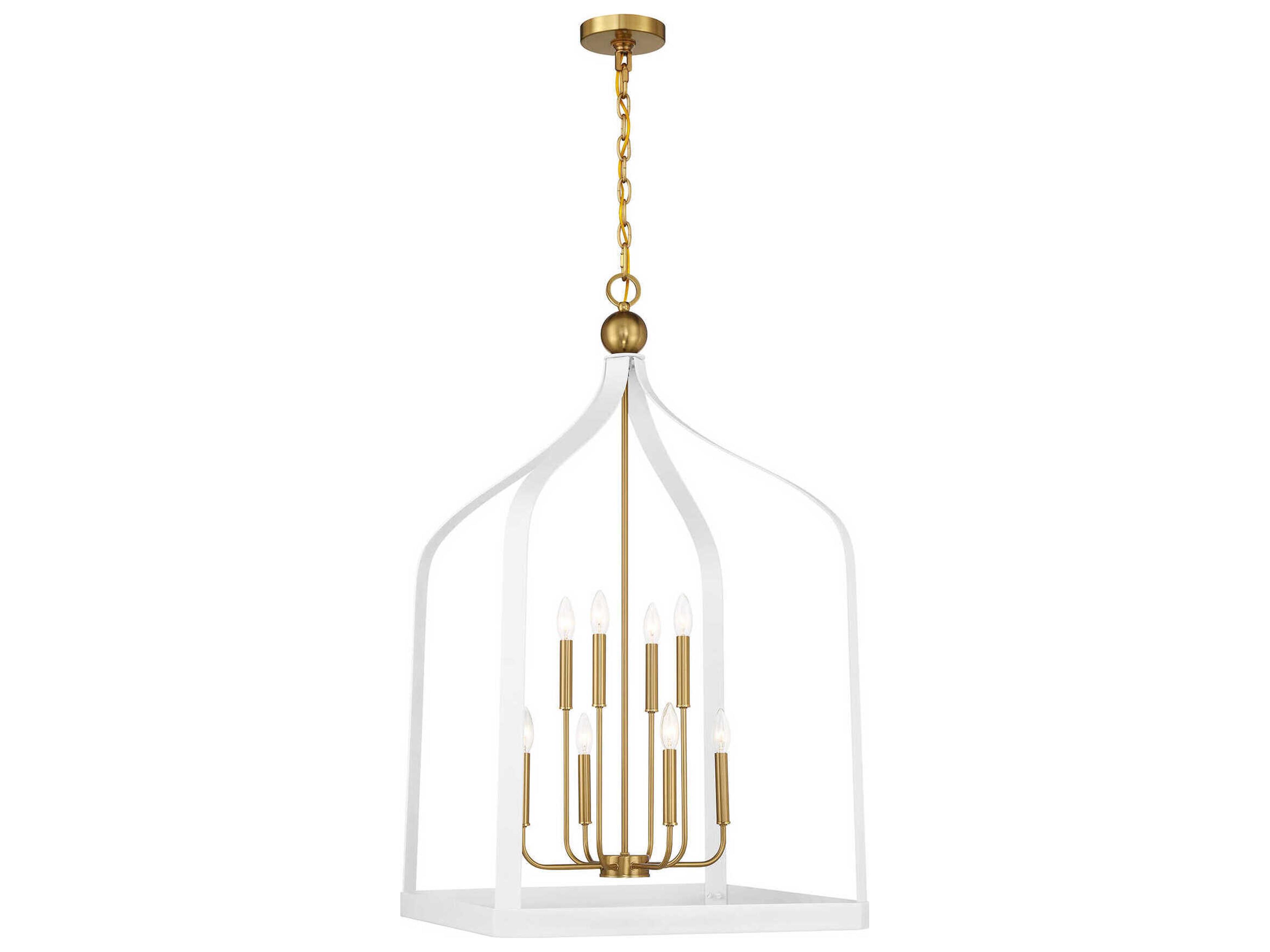 Sheffield 8-Light White Warm Brass Pendant