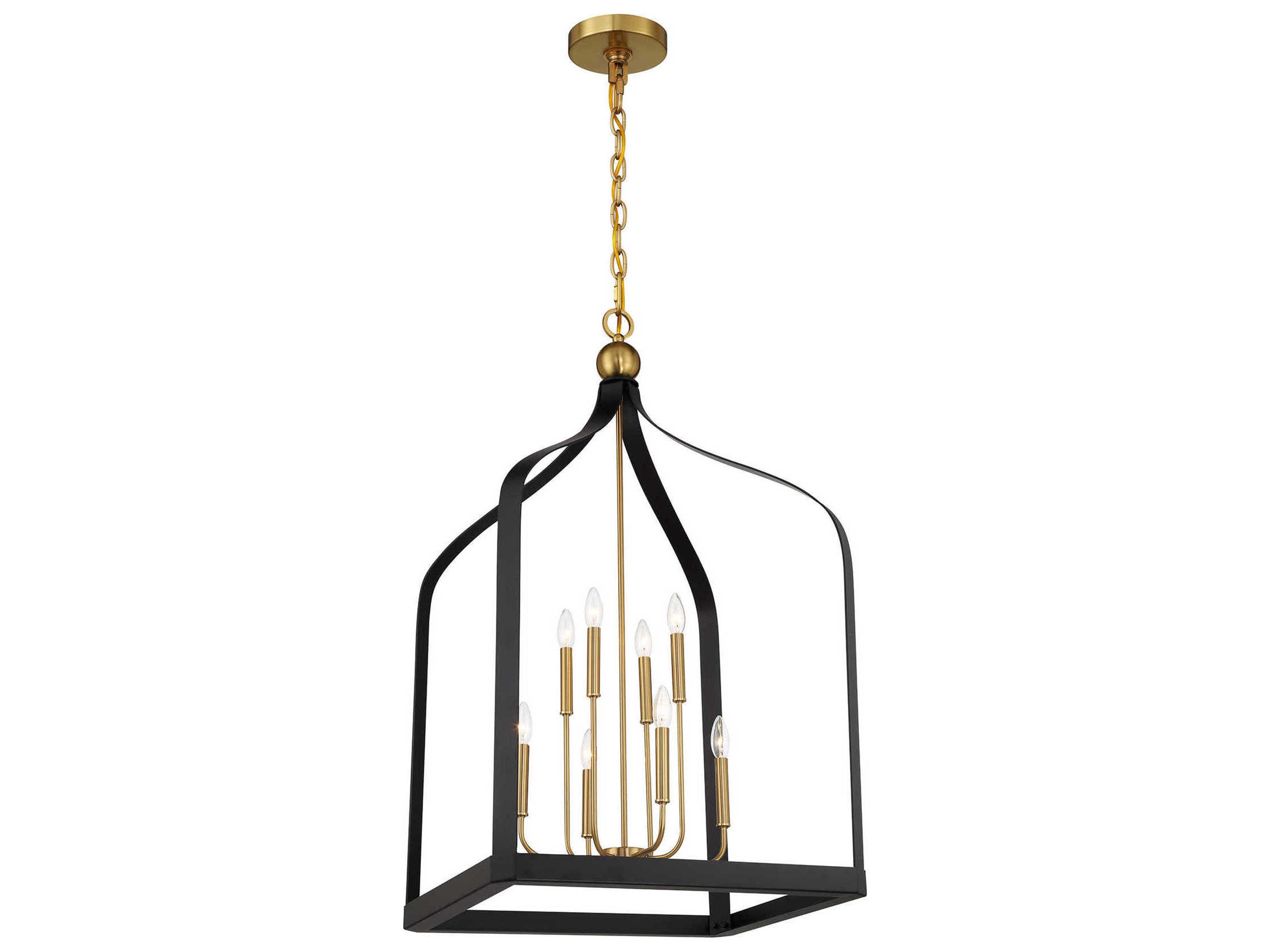 Savoy House Sheffield 8-Light Matte Black Warm Brass Pendant