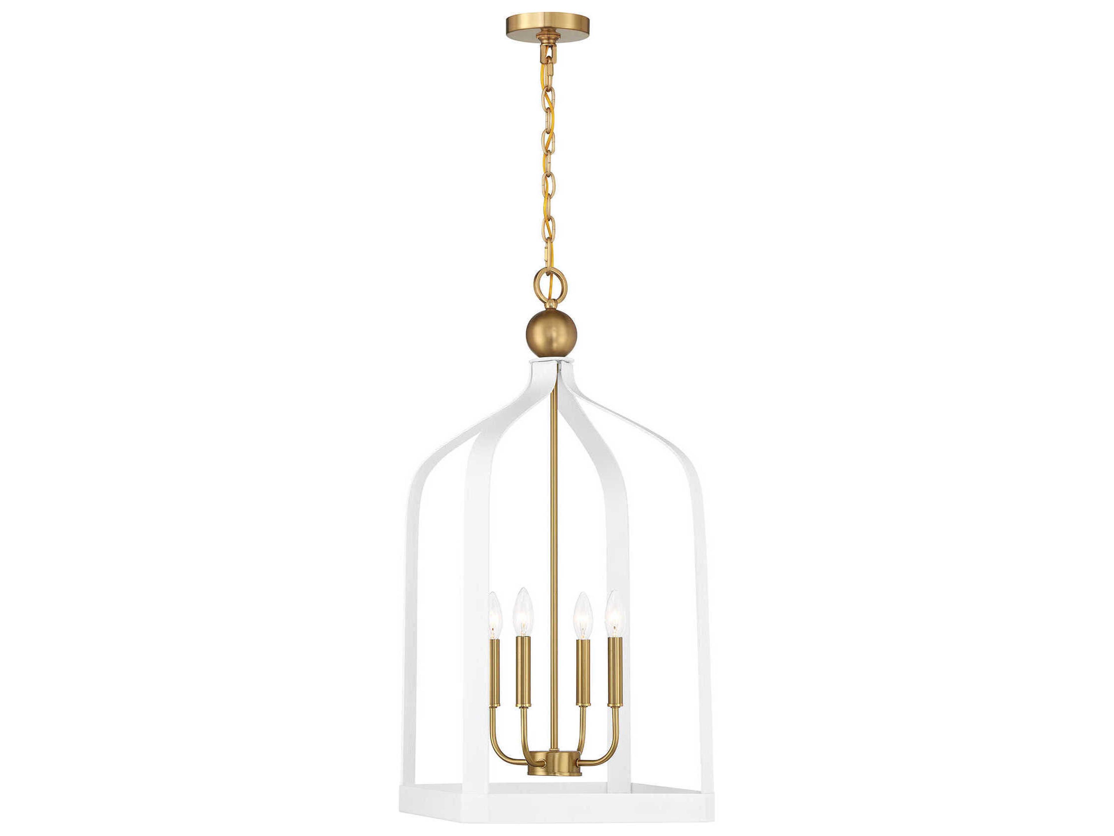 Sheffield 4-Light White Warm Brass Pendant
