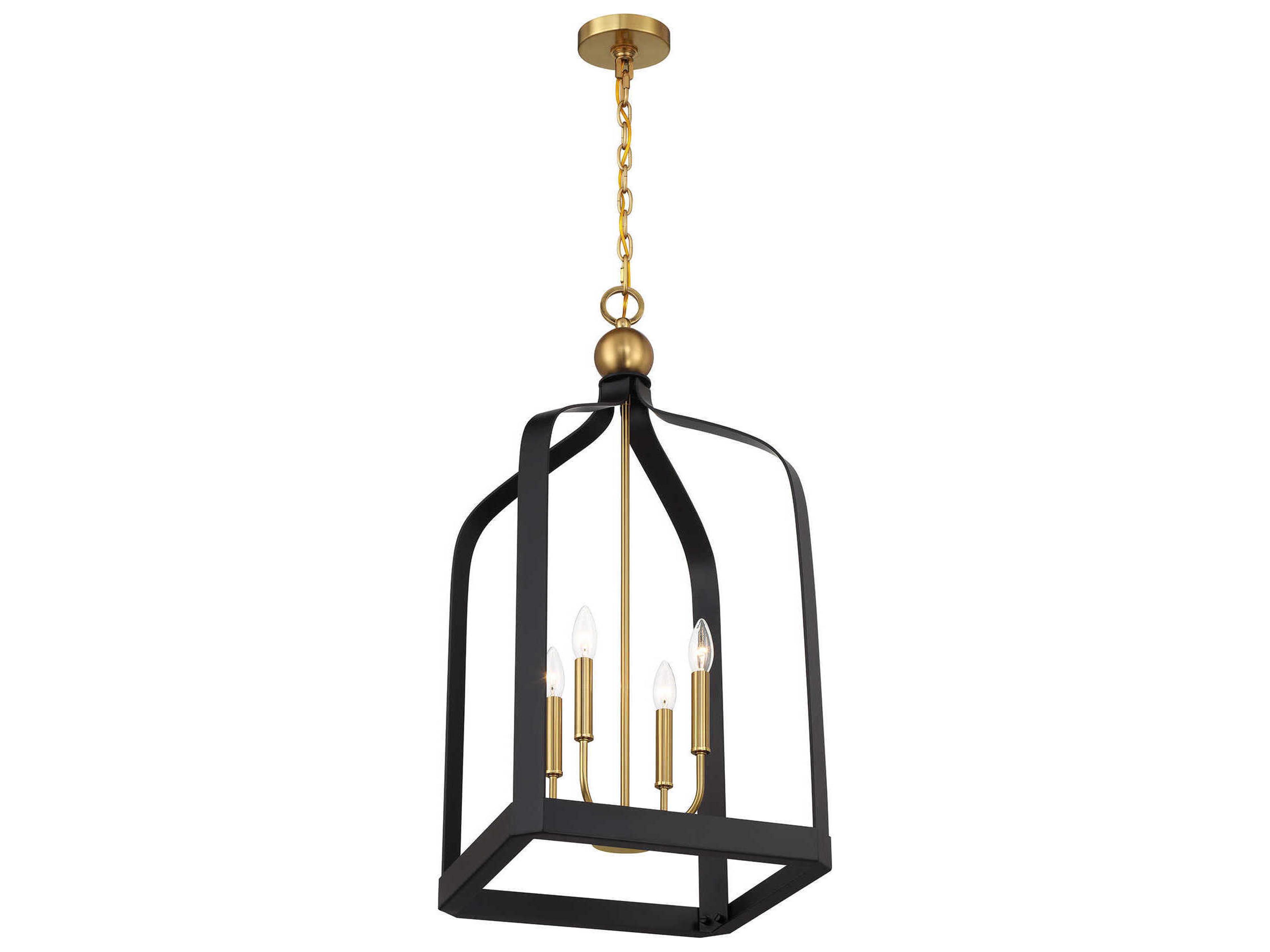 Savoy House Sheffield 4-Light Matte Black Warm Brass Pendant