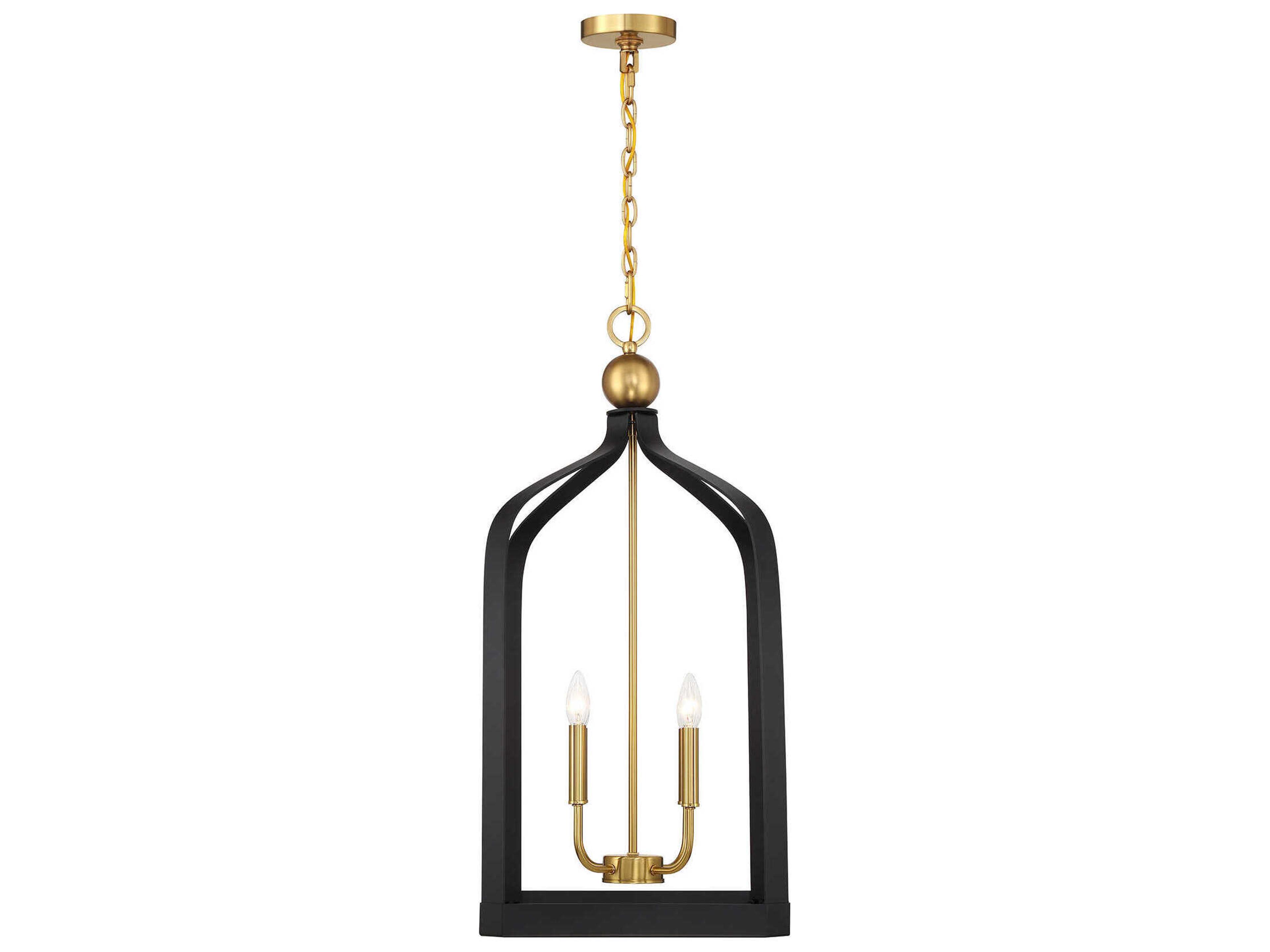 Savoy House Sheffield 4-Light Matte Black Warm Brass Pendant