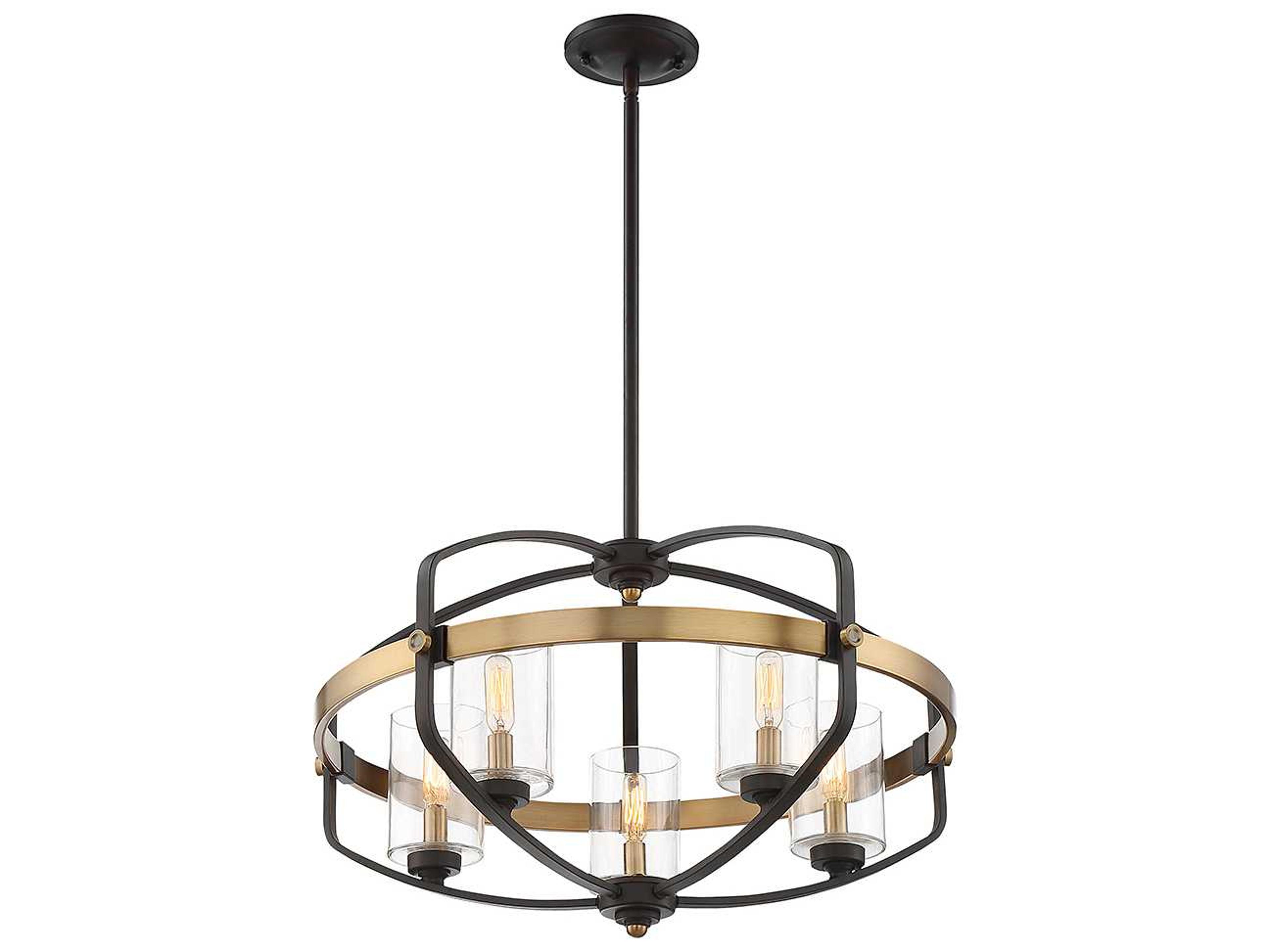 Savoy House Kirkland 5-Light English Bronze Warm Brass Glass Cylinder Chandelier