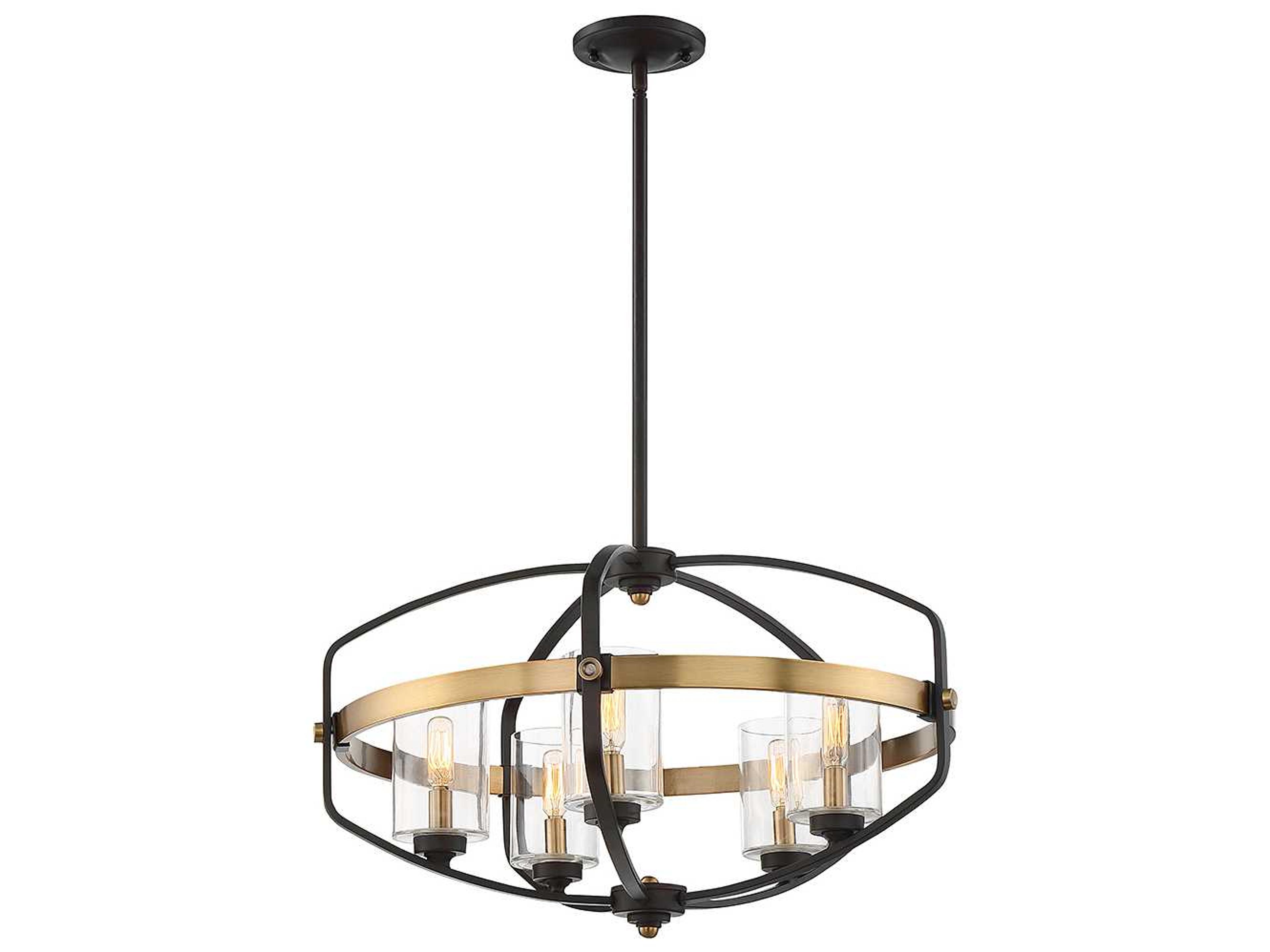 Savoy House Kirkland 5-Light English Bronze Warm Brass Glass Cylinder Chandelier