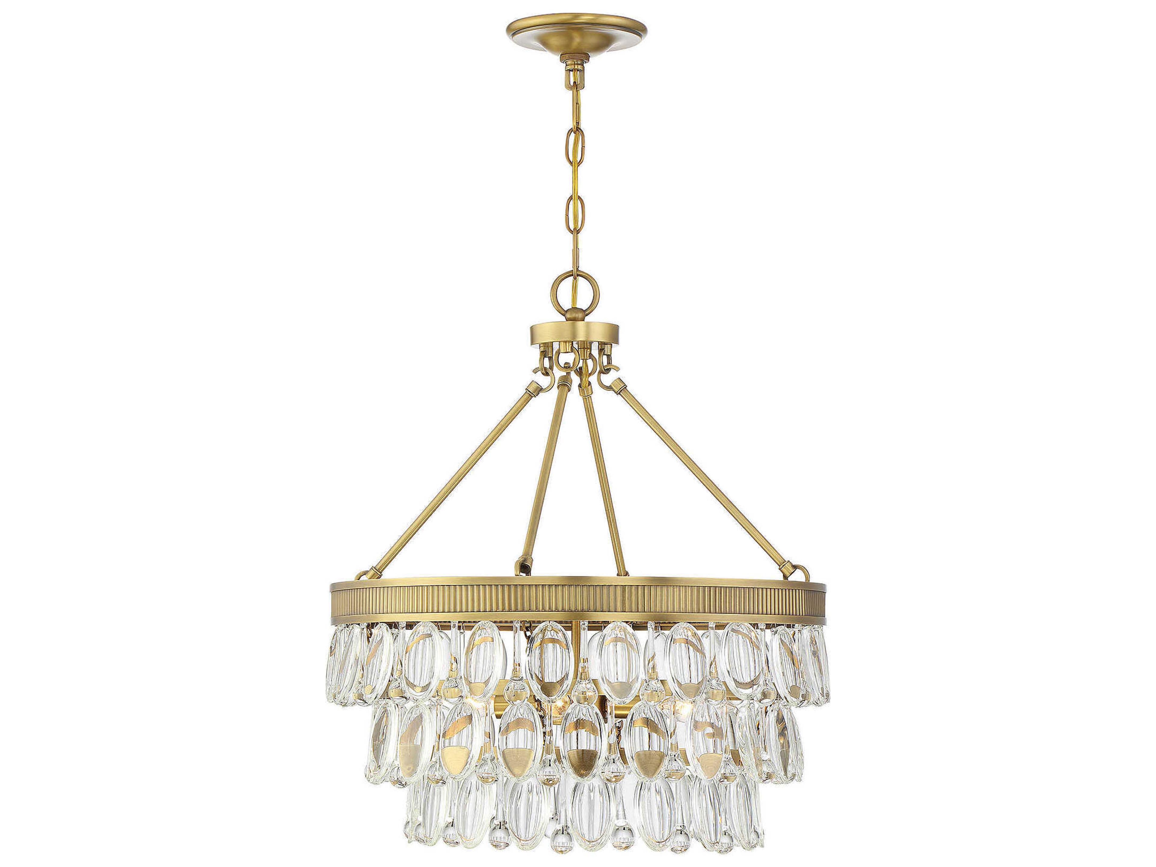 Windham 4-Light Warm Brass Crystal Round Pendant
