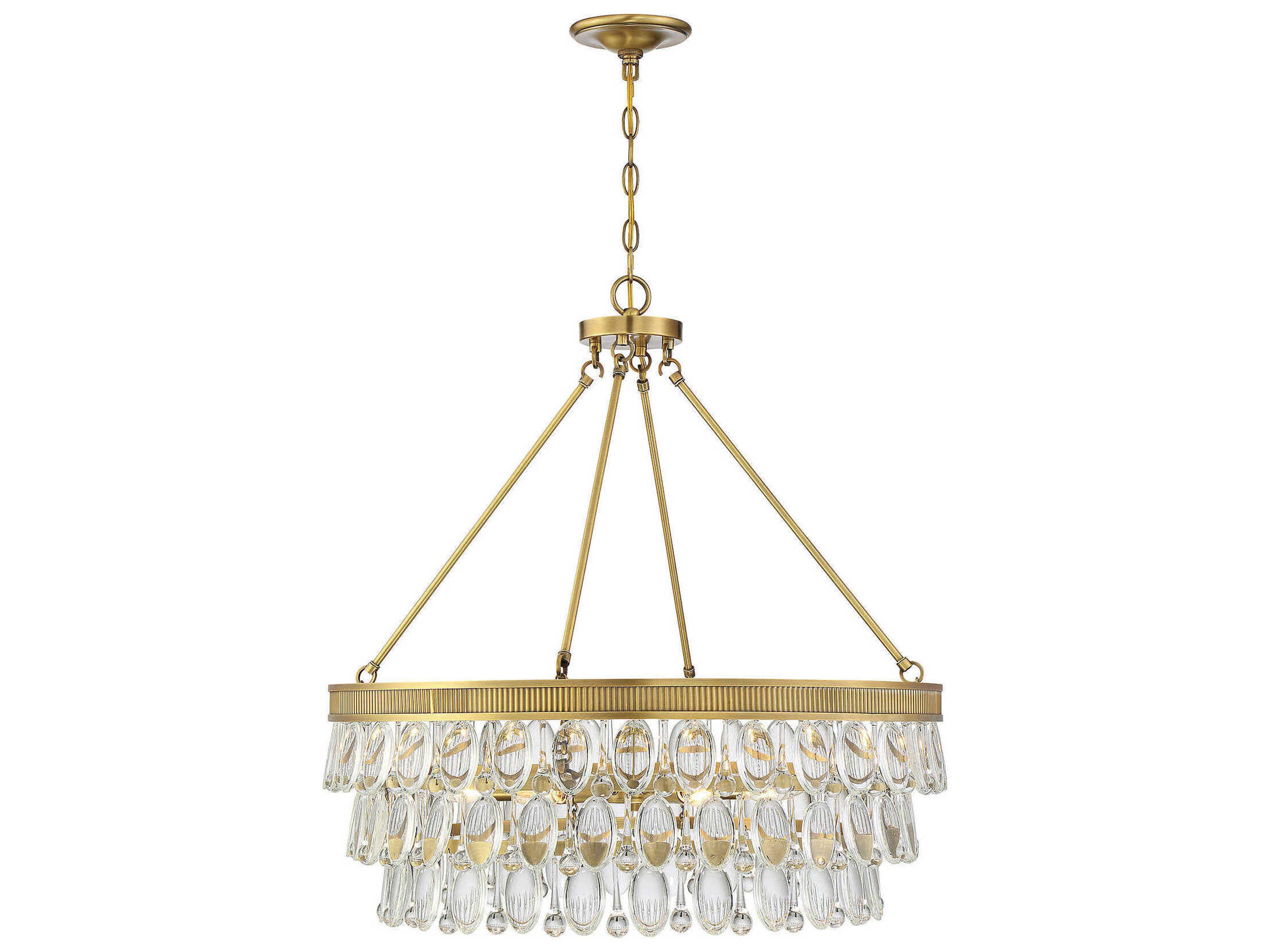 Windham 6-Light Warm Brass Crystal Round Pendant