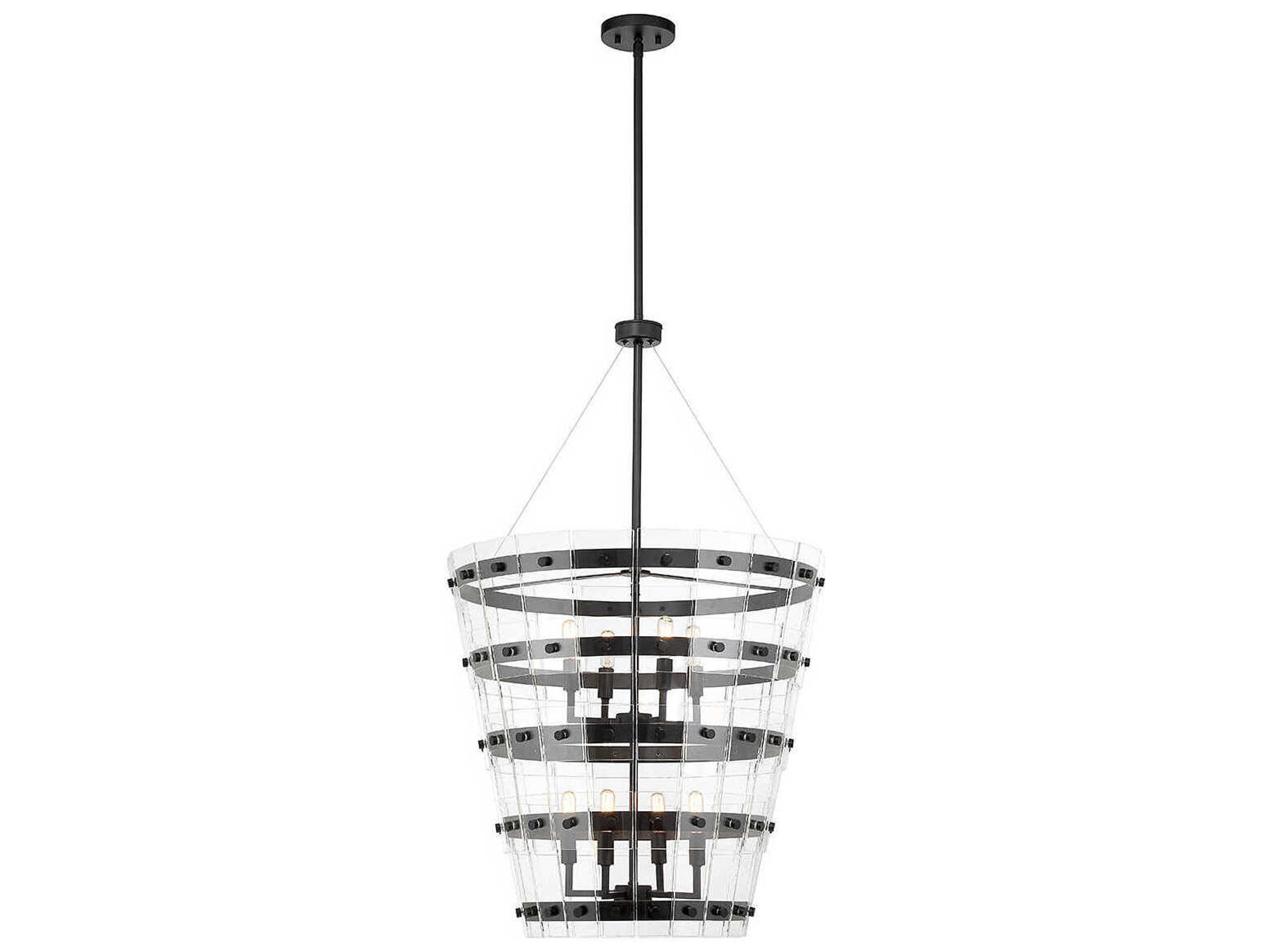 Ventari 8-Light Matte Black Glass Candelabra Chandelier
