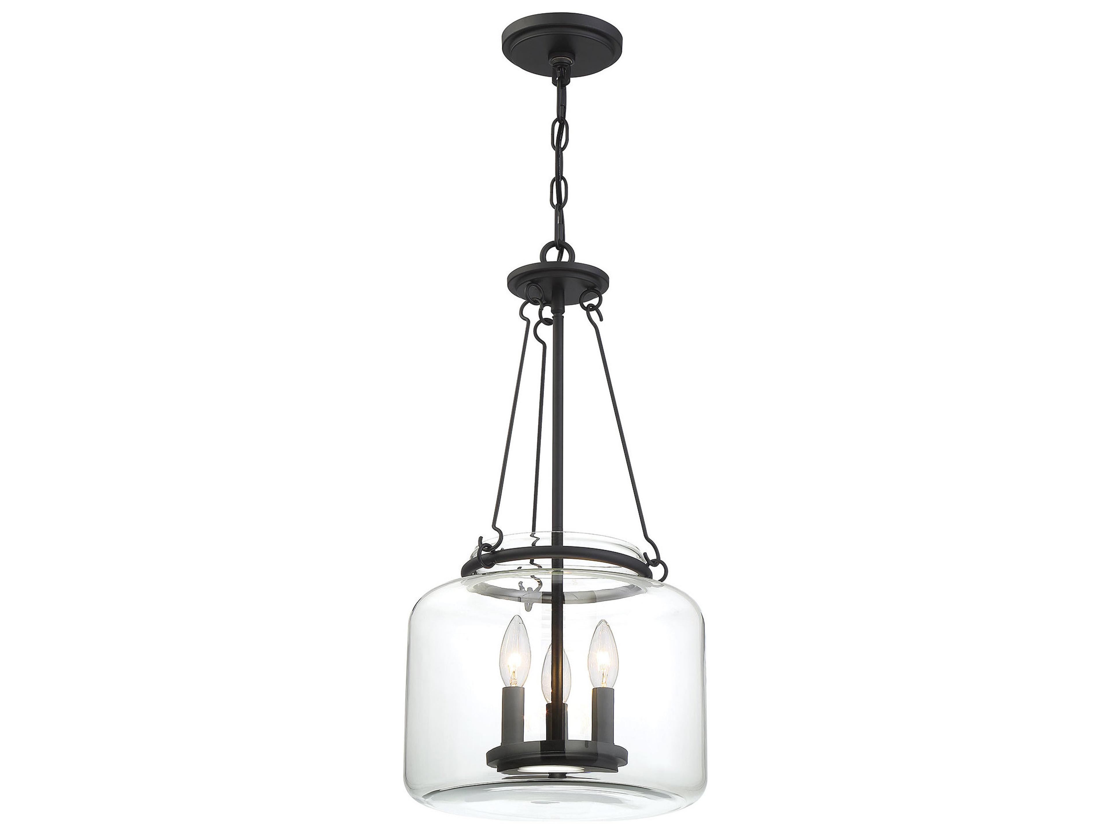 Savoy House Akron 3-Light Matte Black Glass Mini Pendant