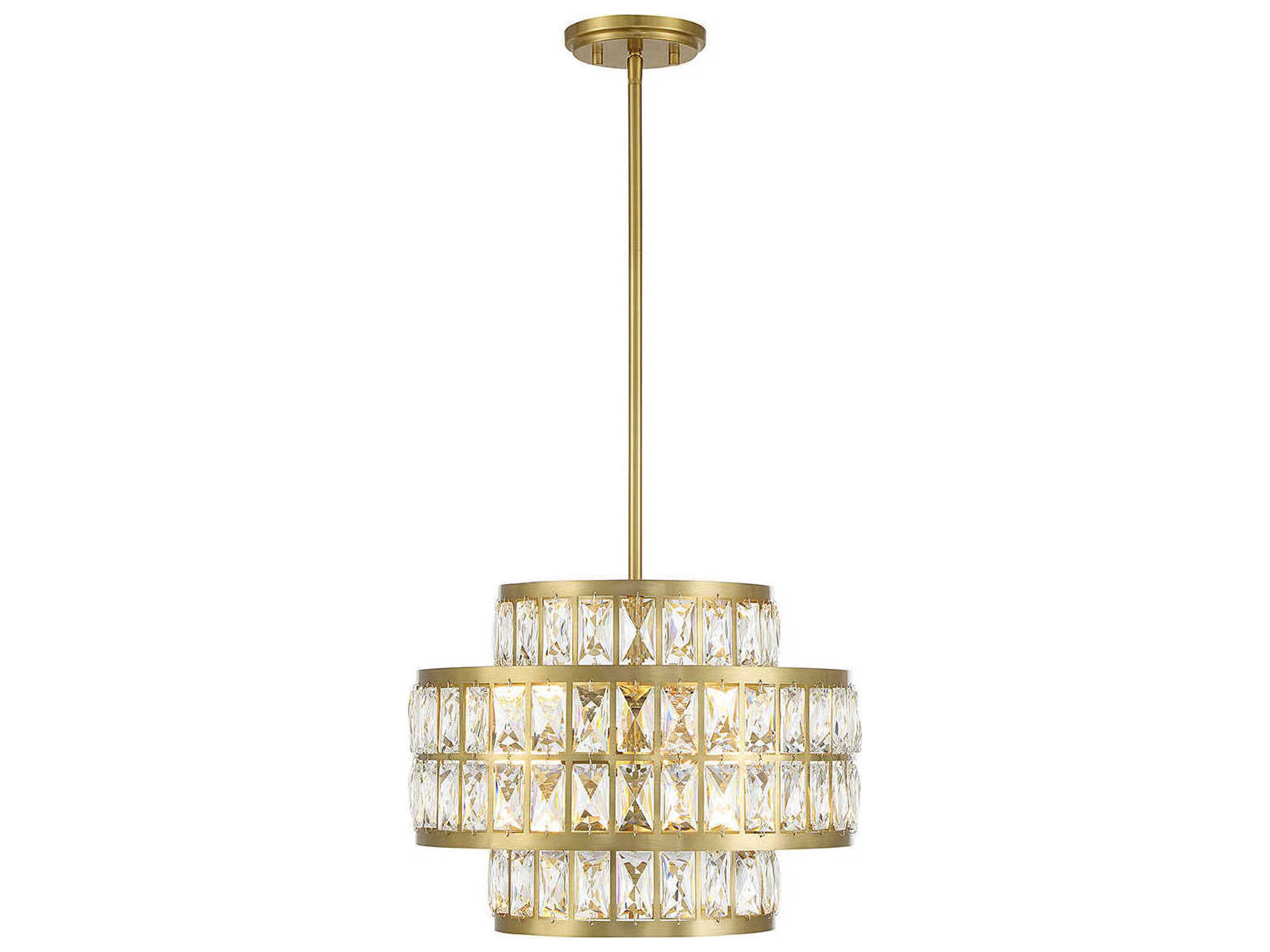 Renzo 3-Light Warm Brass Crystal Pendant