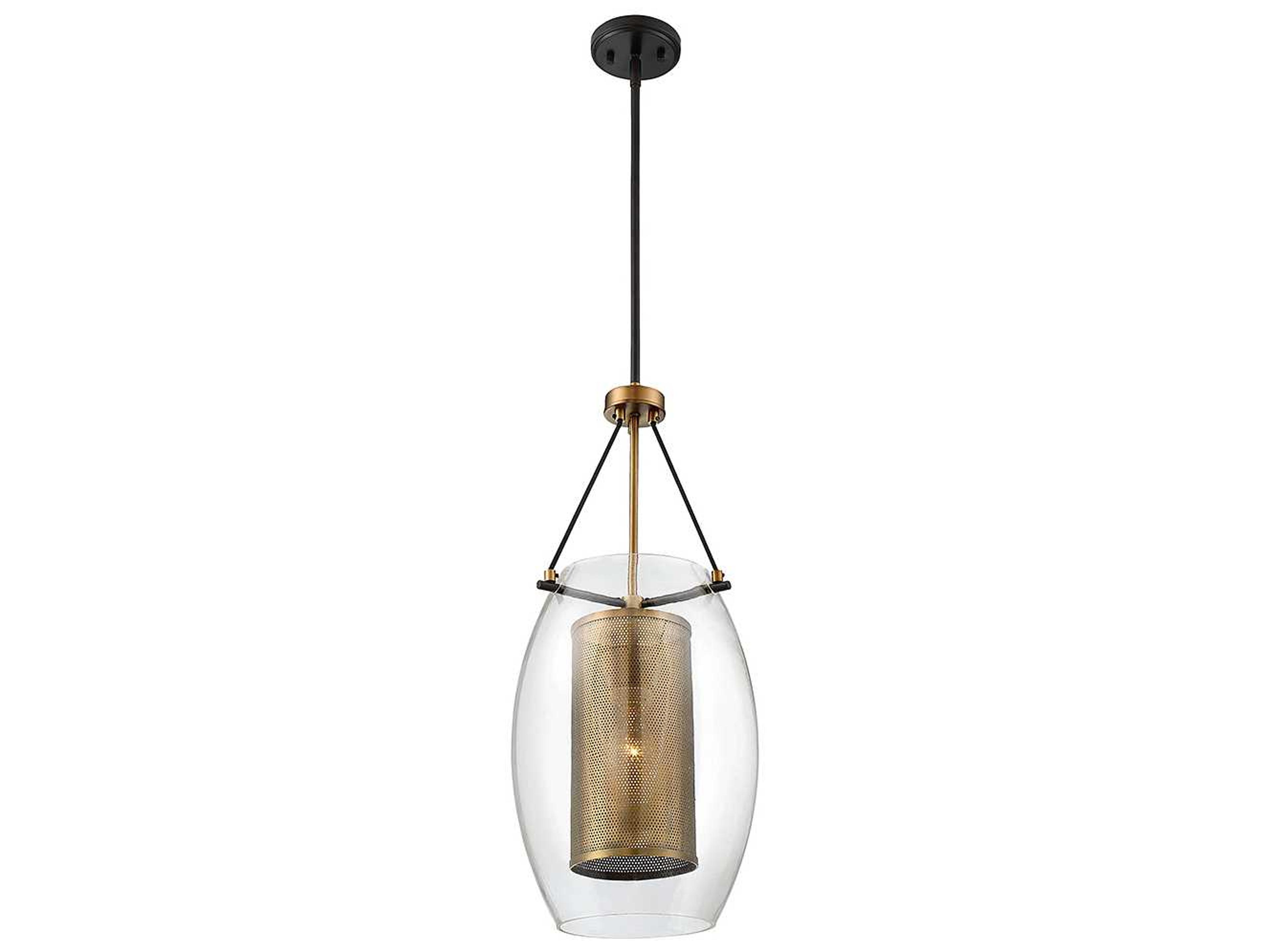 Savoy House Dunbar 1-Light Warm Brass Bronze Glass Cylinder Pendant