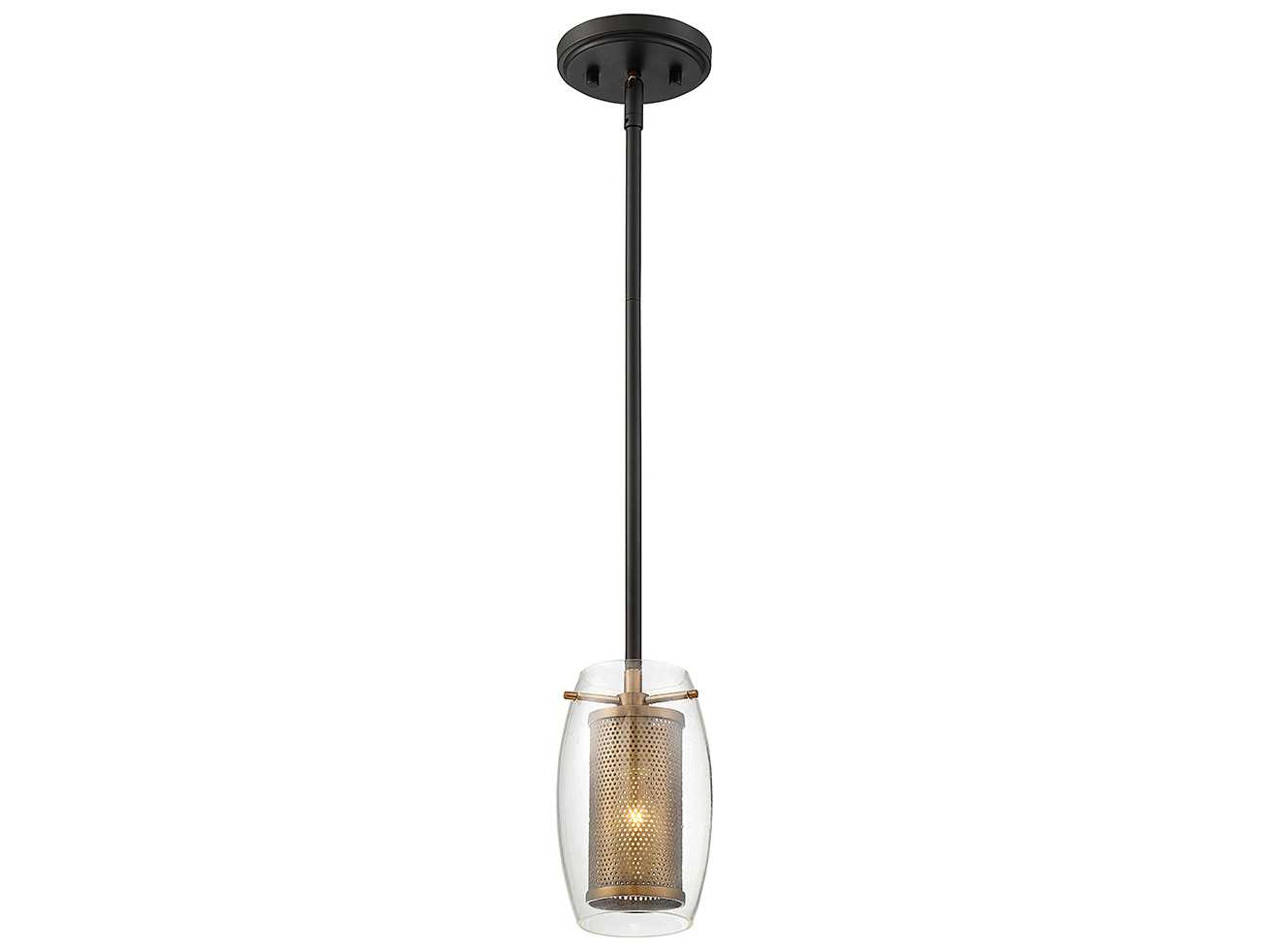 Savoy House Dunbar 1-Light Warm Brass Bronze Glass Cylinder Pendant