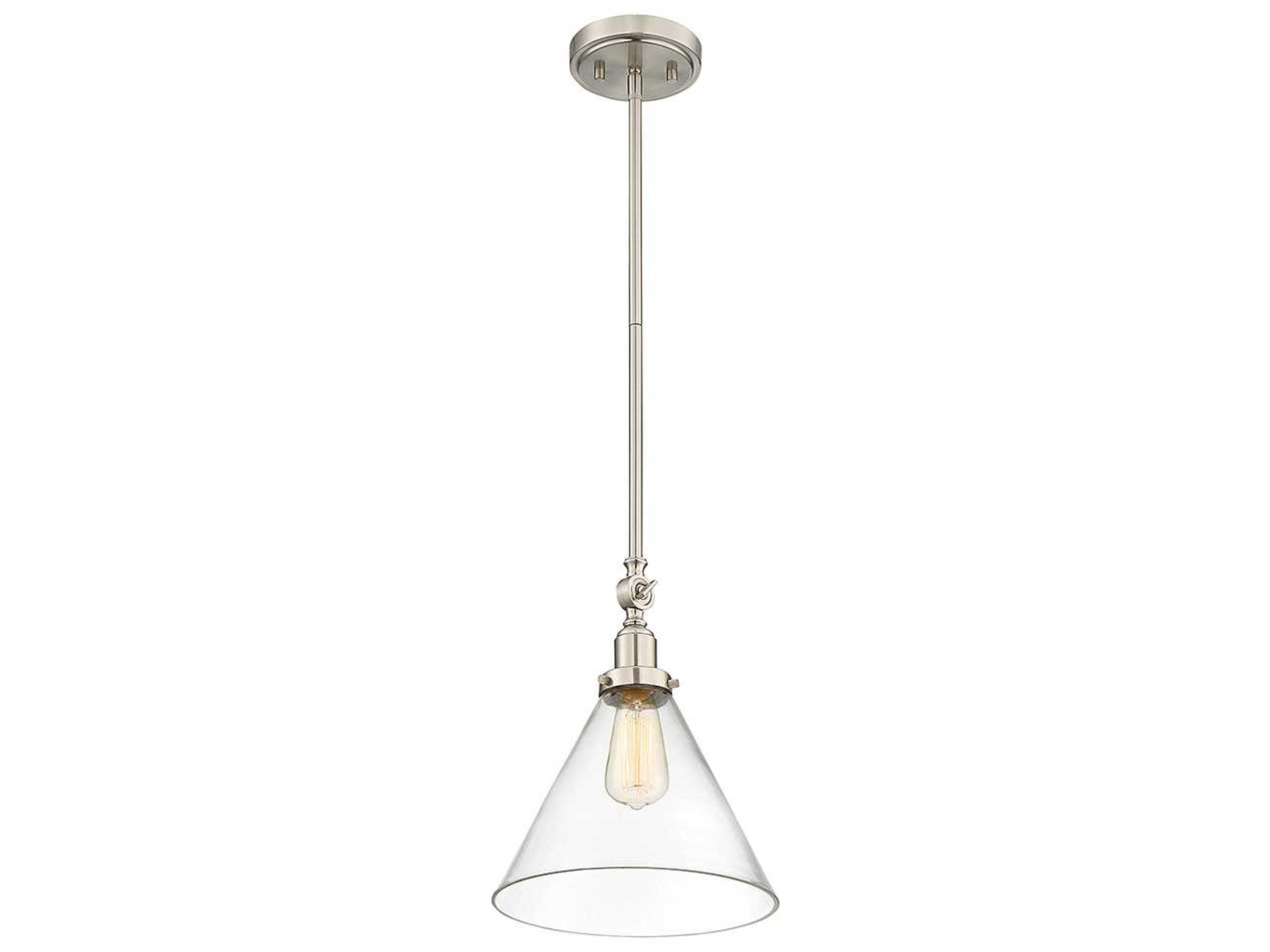 Savoy House Drake 1-Light Satin Nickel Glass Pendant