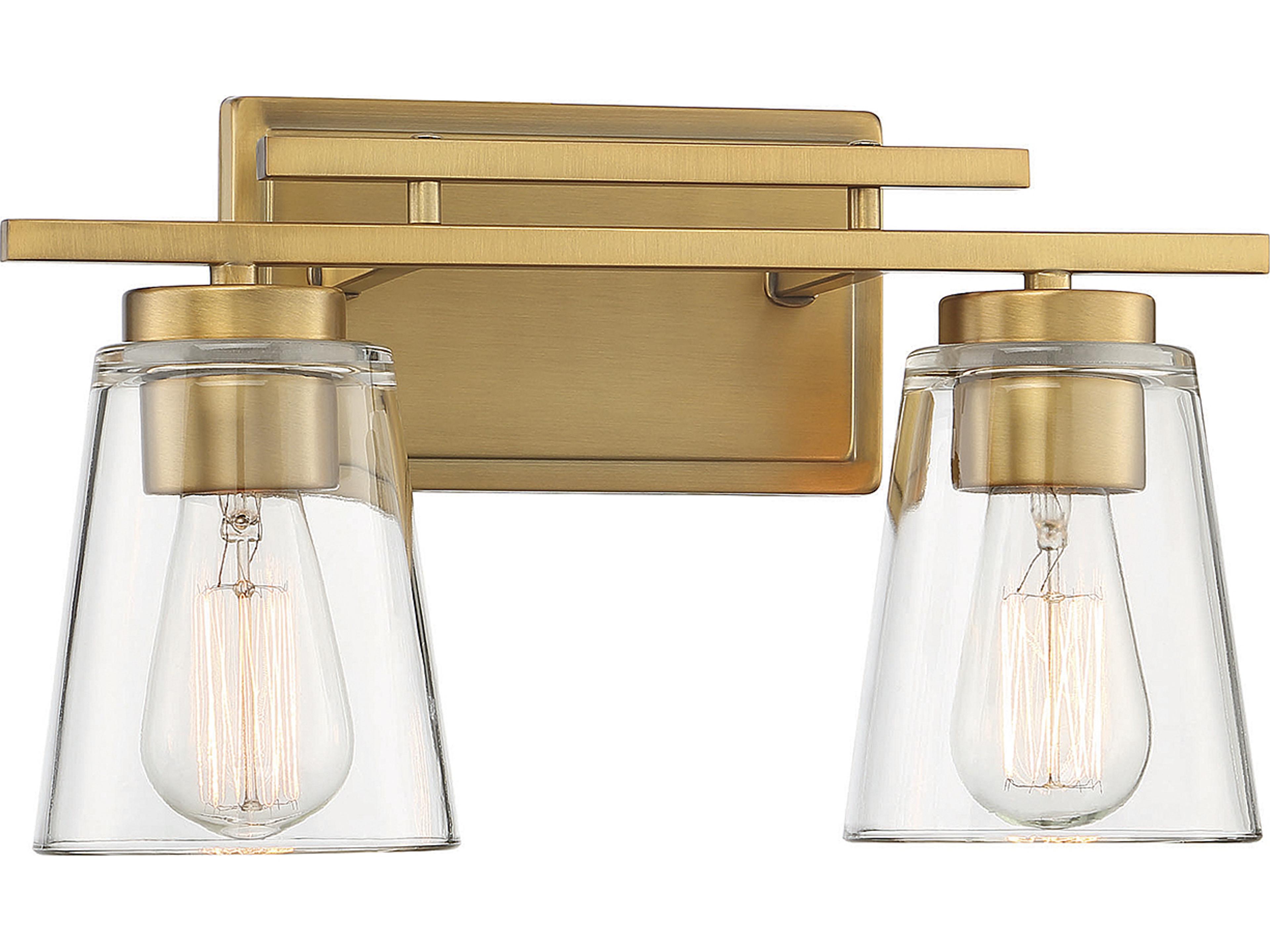 Savoy House Calhoun 2-Light Warm Brass Glass Vanity Light