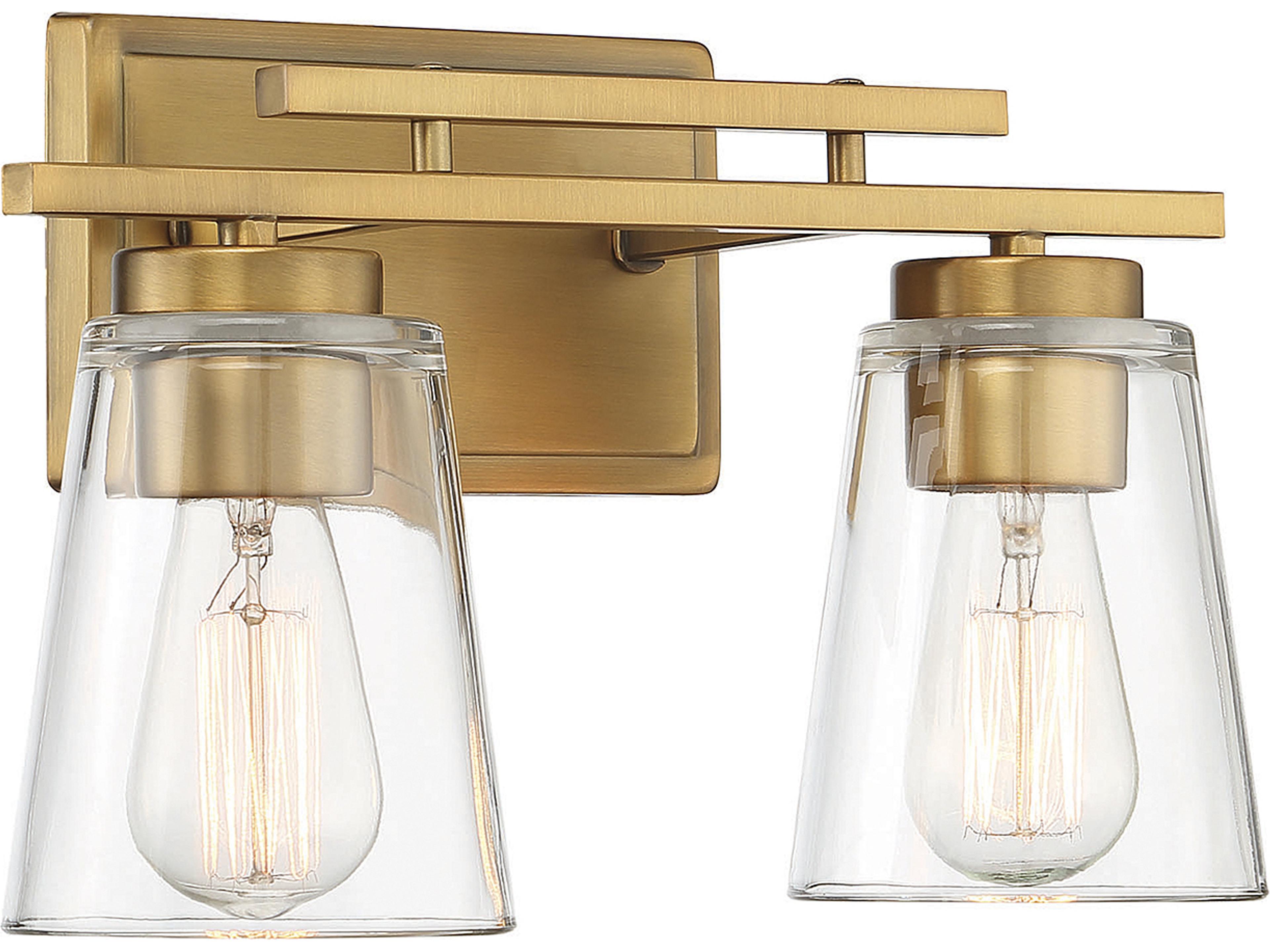 Savoy House Calhoun 2-Light Warm Brass Glass Vanity Light