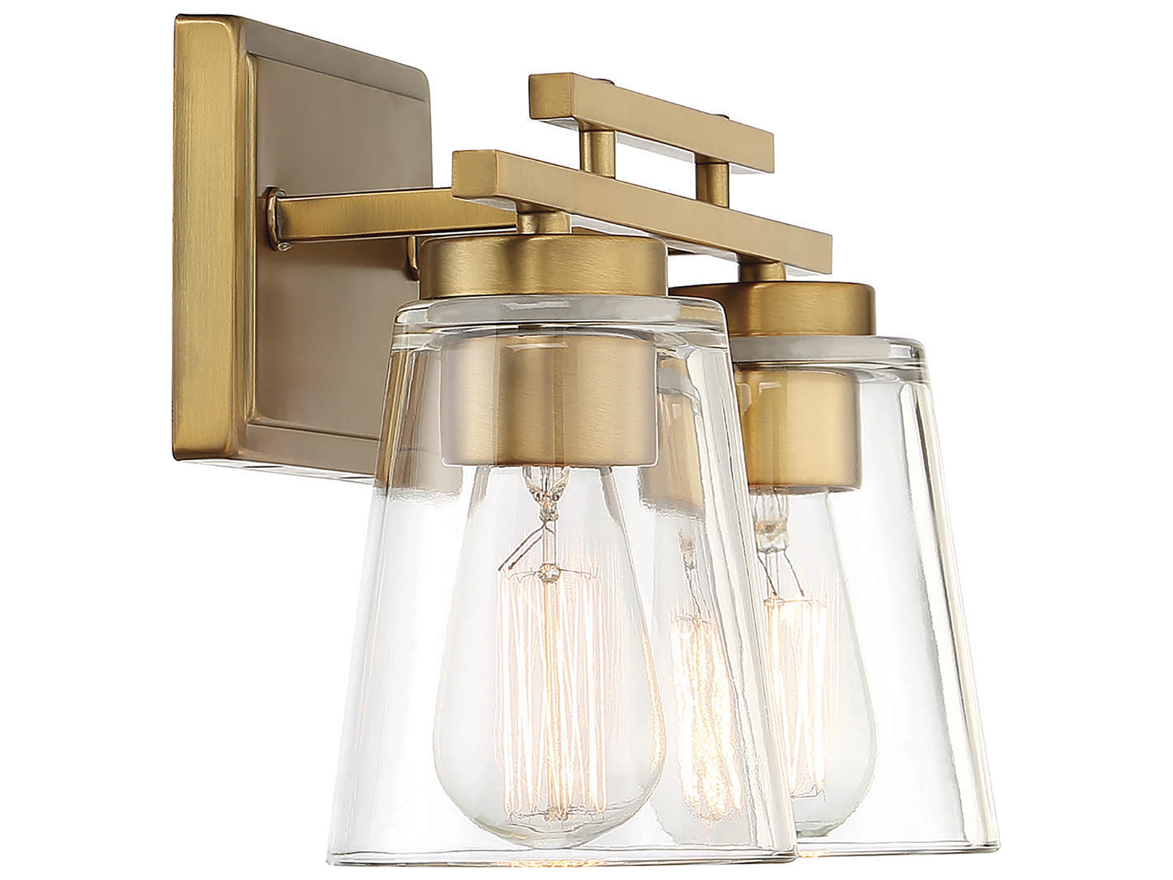 Savoy House Calhoun 2-Light Warm Brass Glass Vanity Light