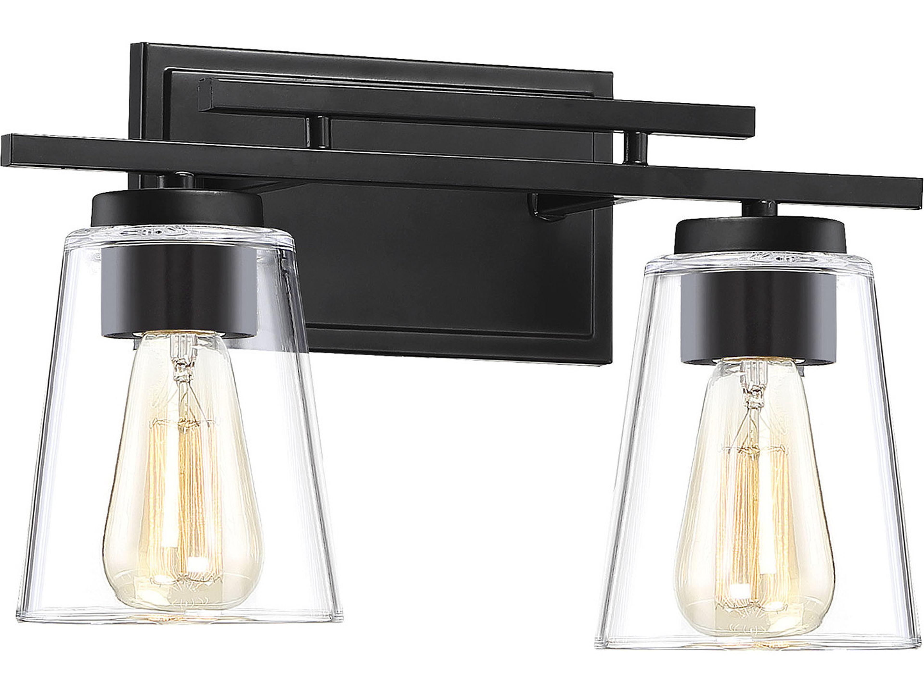 Savoy House Calhoun 2-Light Black Glass Vanity Light