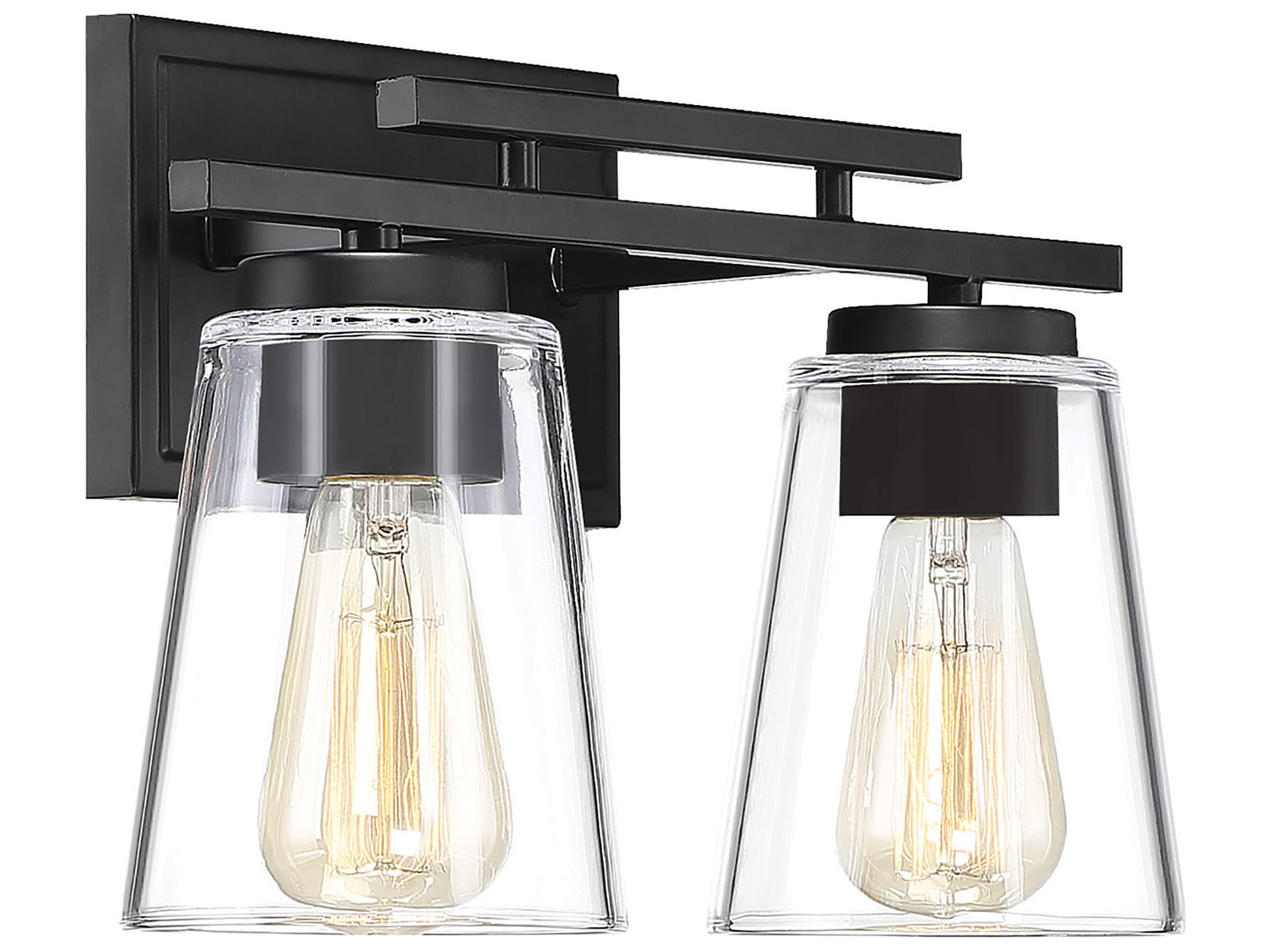 Savoy House Calhoun 2-Light Black Glass Vanity Light