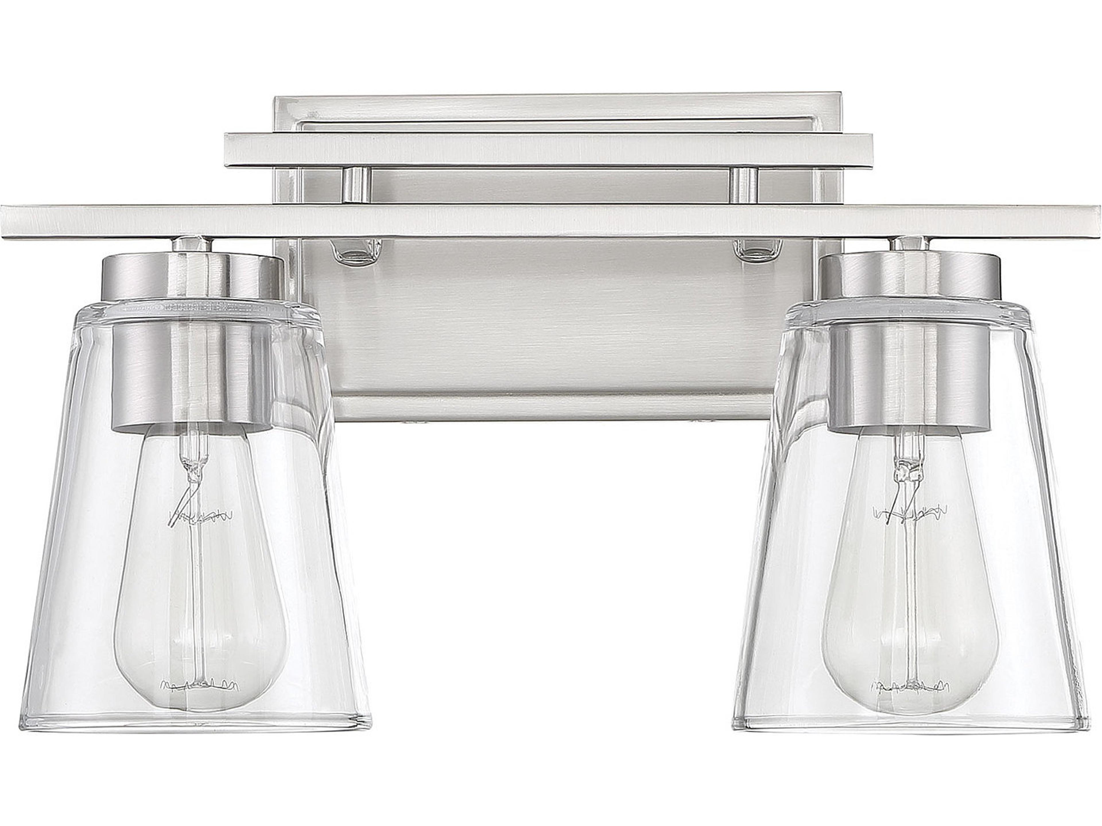 Savoy House Calhoun 2-Light Satin Nickel Glass Vanity Light