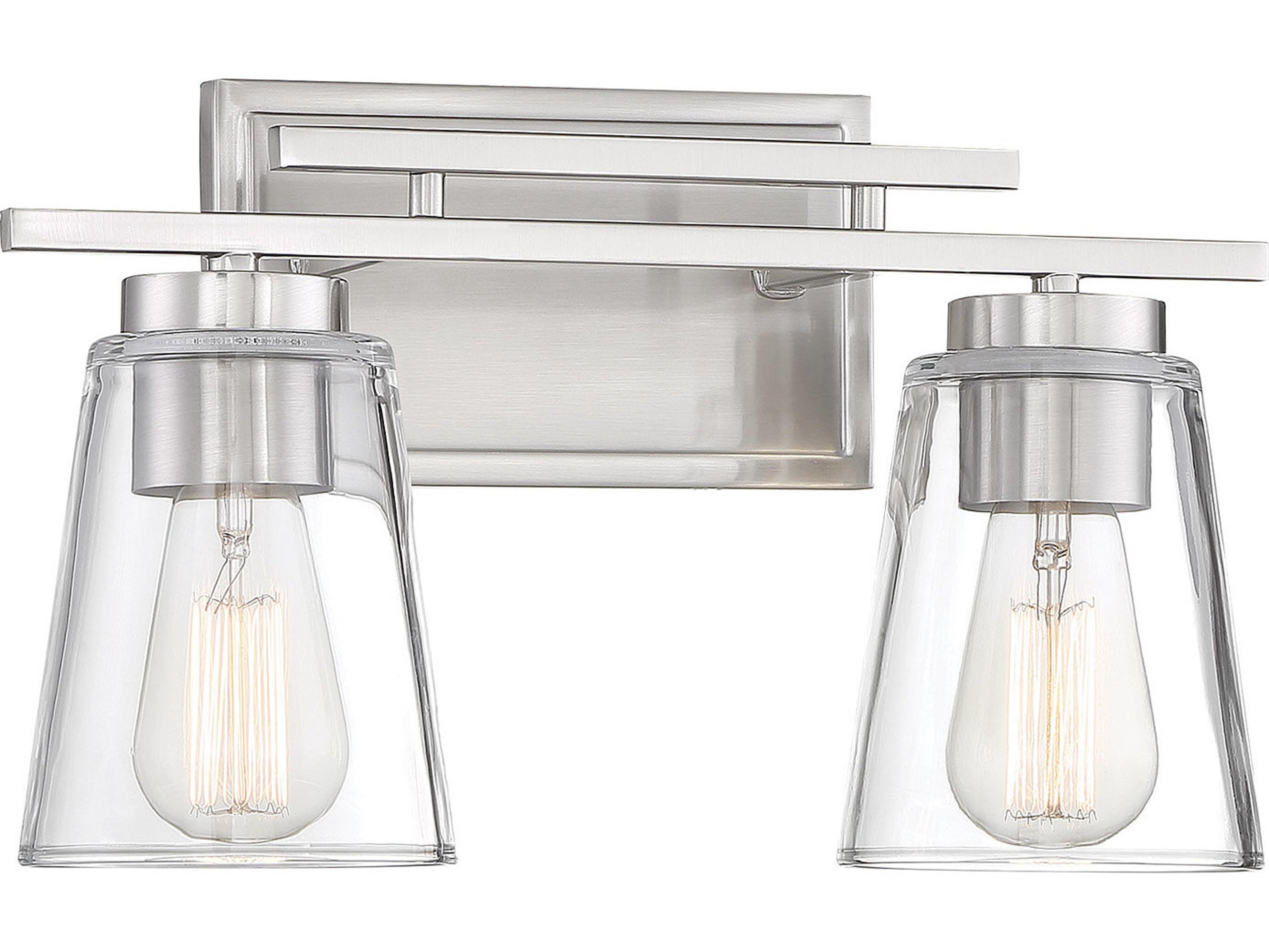 Savoy House Calhoun 2-Light Satin Nickel Glass Vanity Light