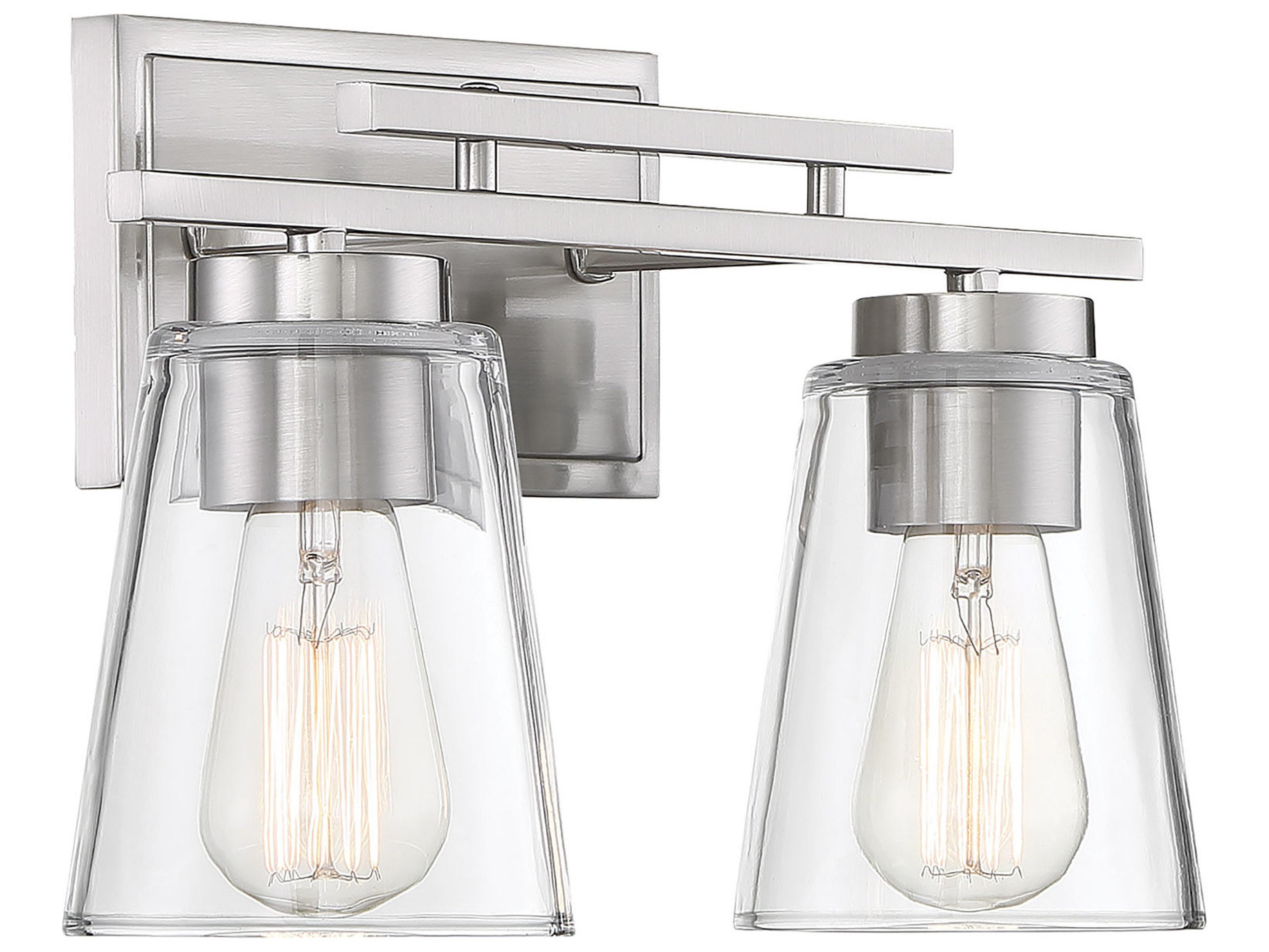 Savoy House Calhoun 2-Light Satin Nickel Glass Vanity Light