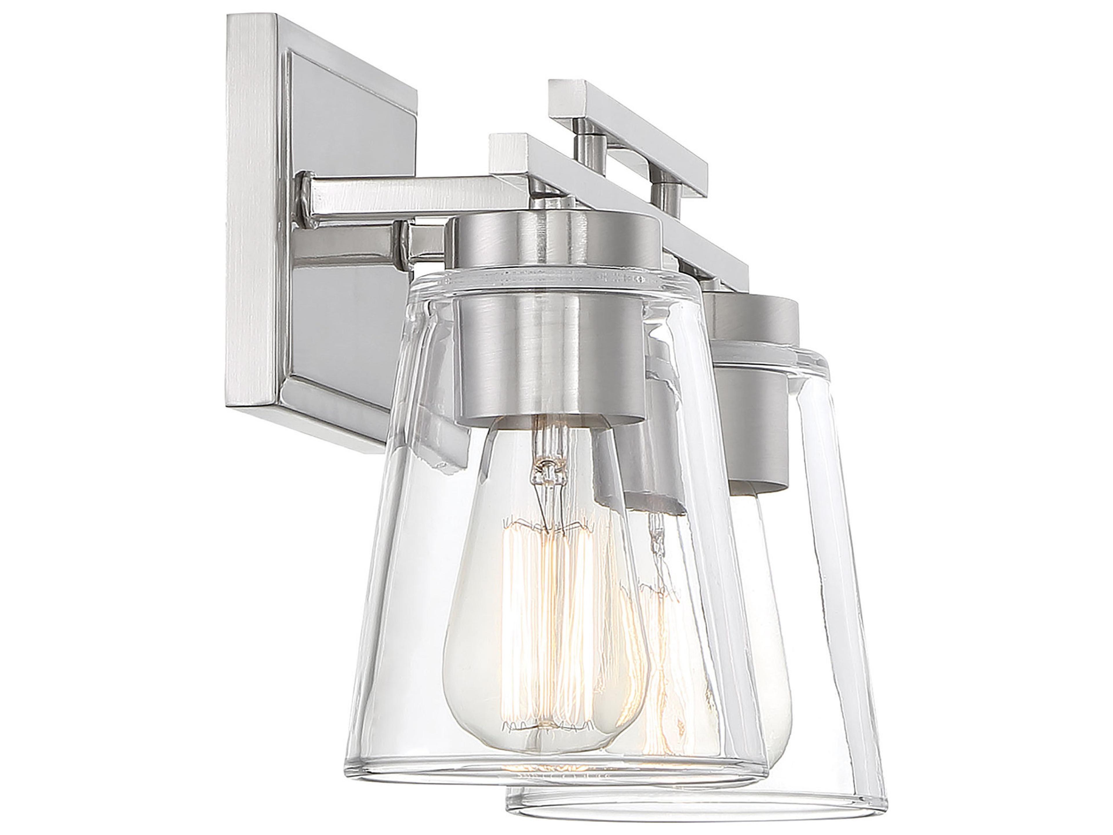 Savoy House Calhoun 2-Light Satin Nickel Glass Vanity Light