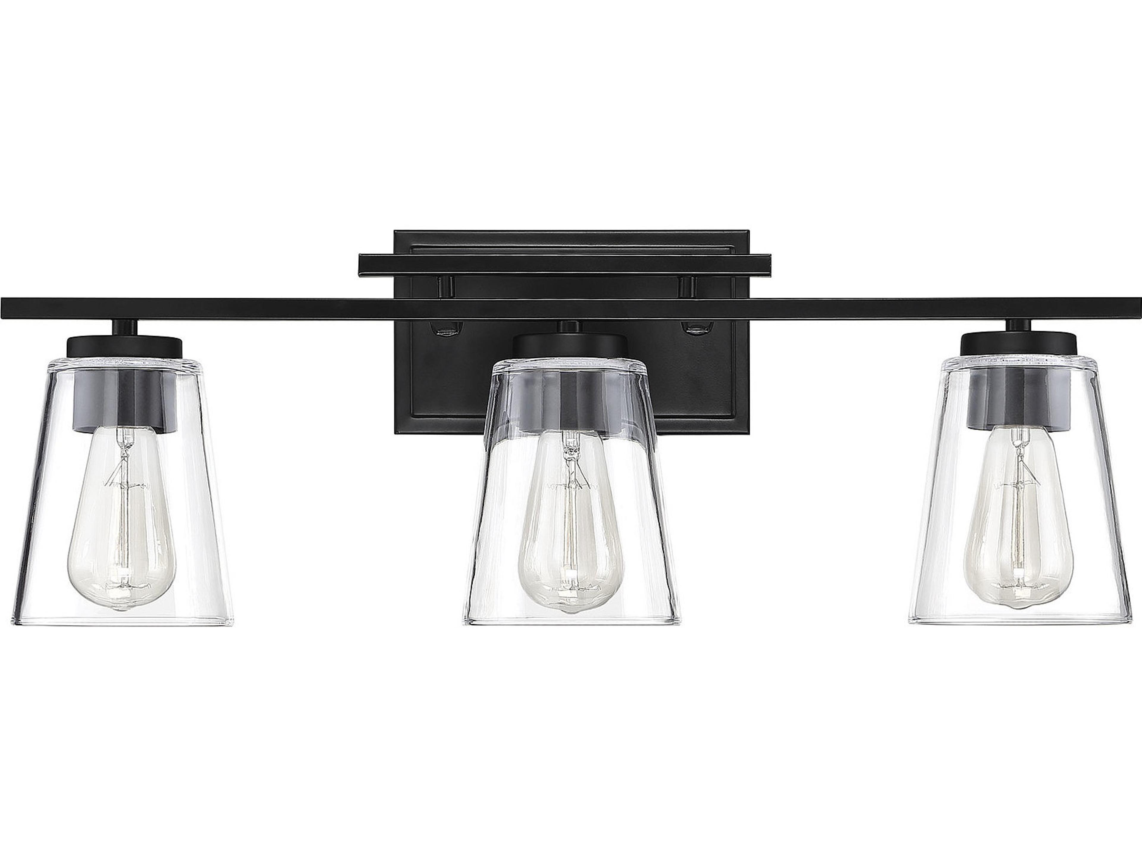 Savoy House Calhoun 3-Light Black Glass Vanity Light