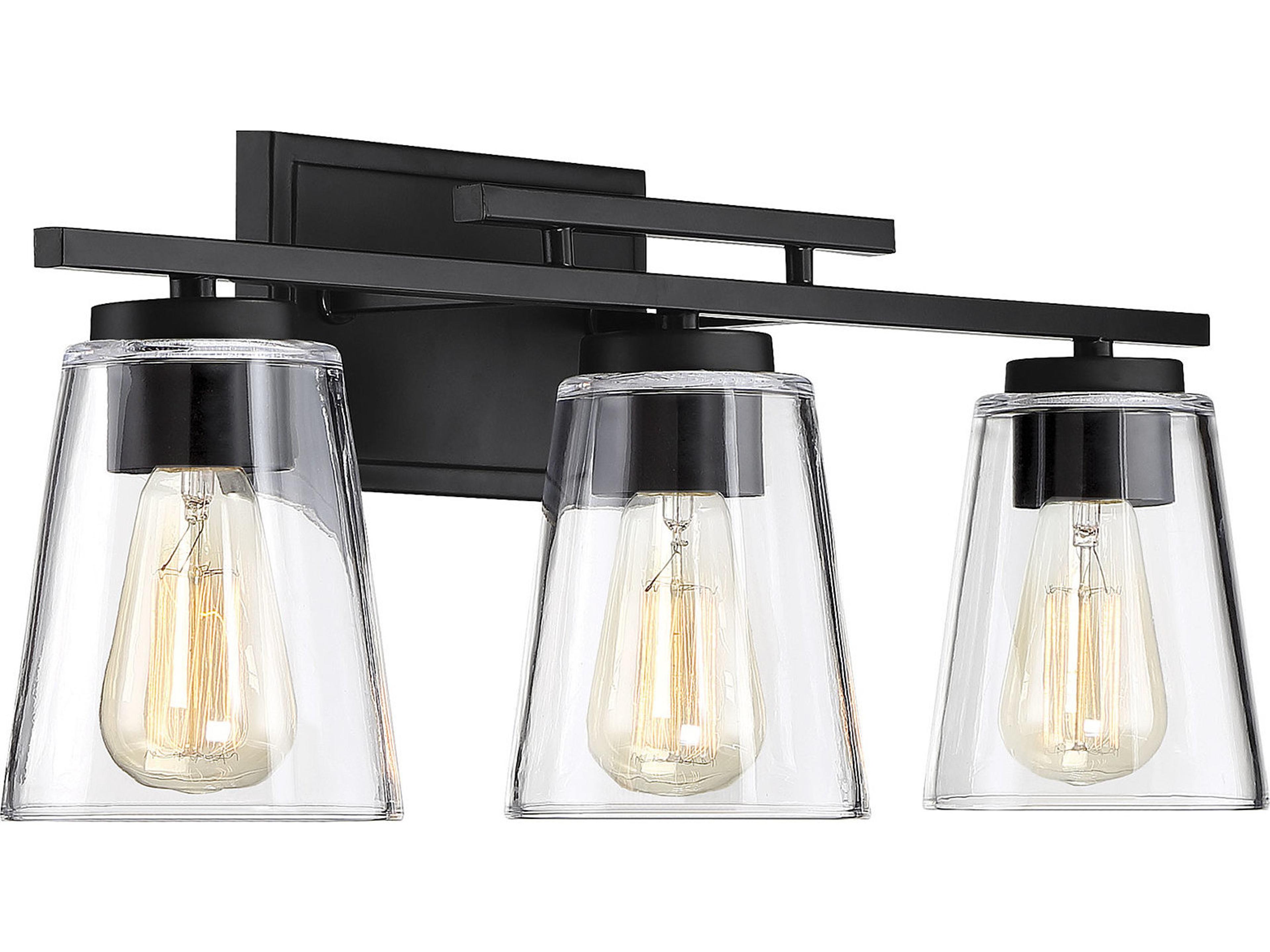 Savoy House Calhoun 3-Light Black Glass Vanity Light