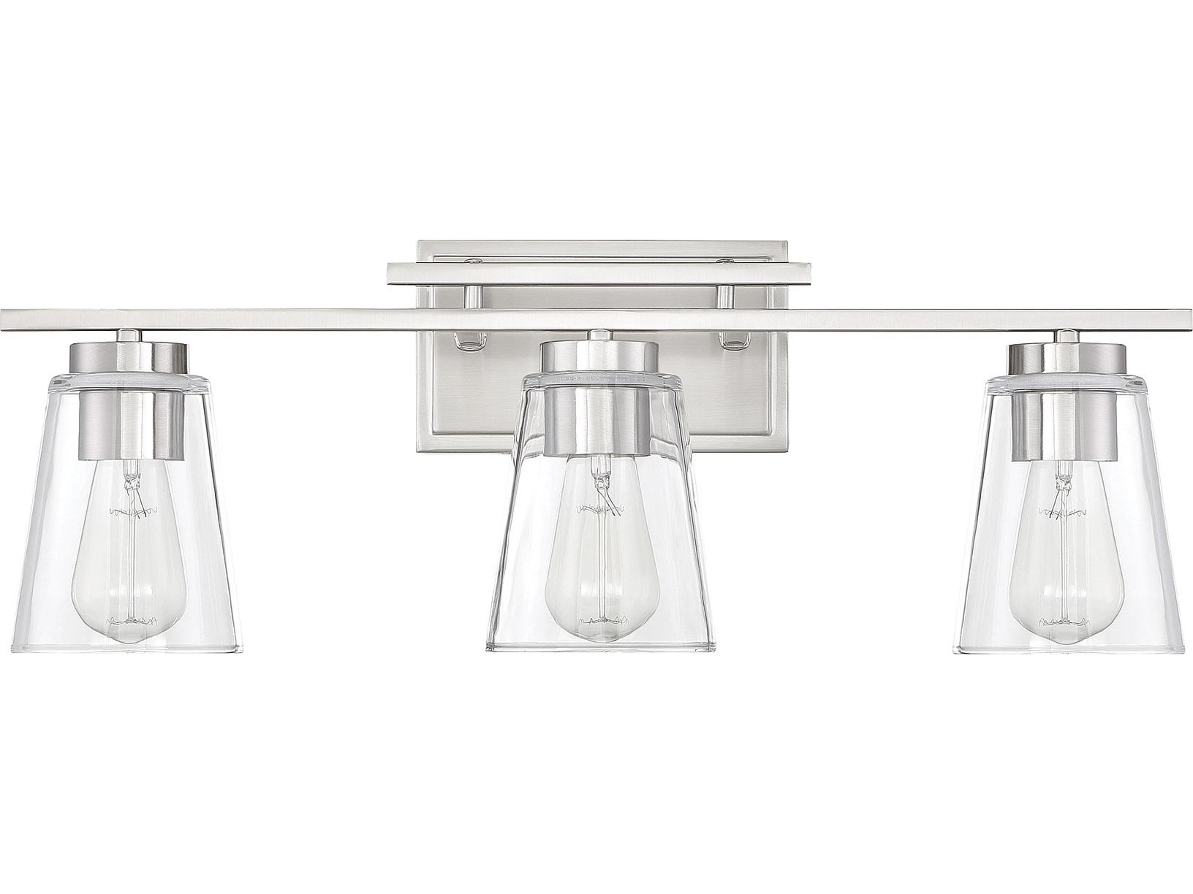 Savoy House Calhoun 3-Light Satin Nickel Glass Vanity Light