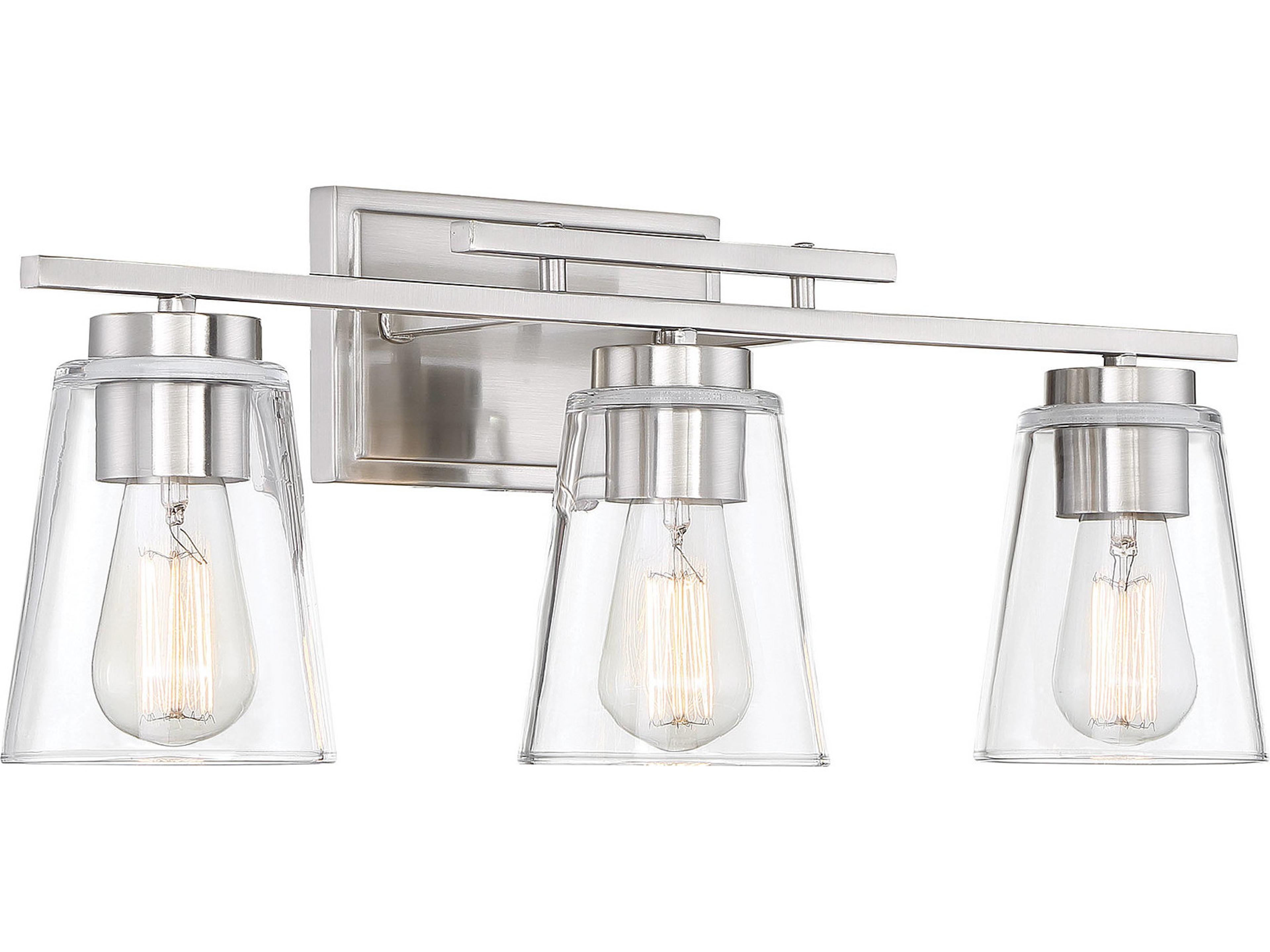 Savoy House Calhoun 3-Light Satin Nickel Glass Vanity Light