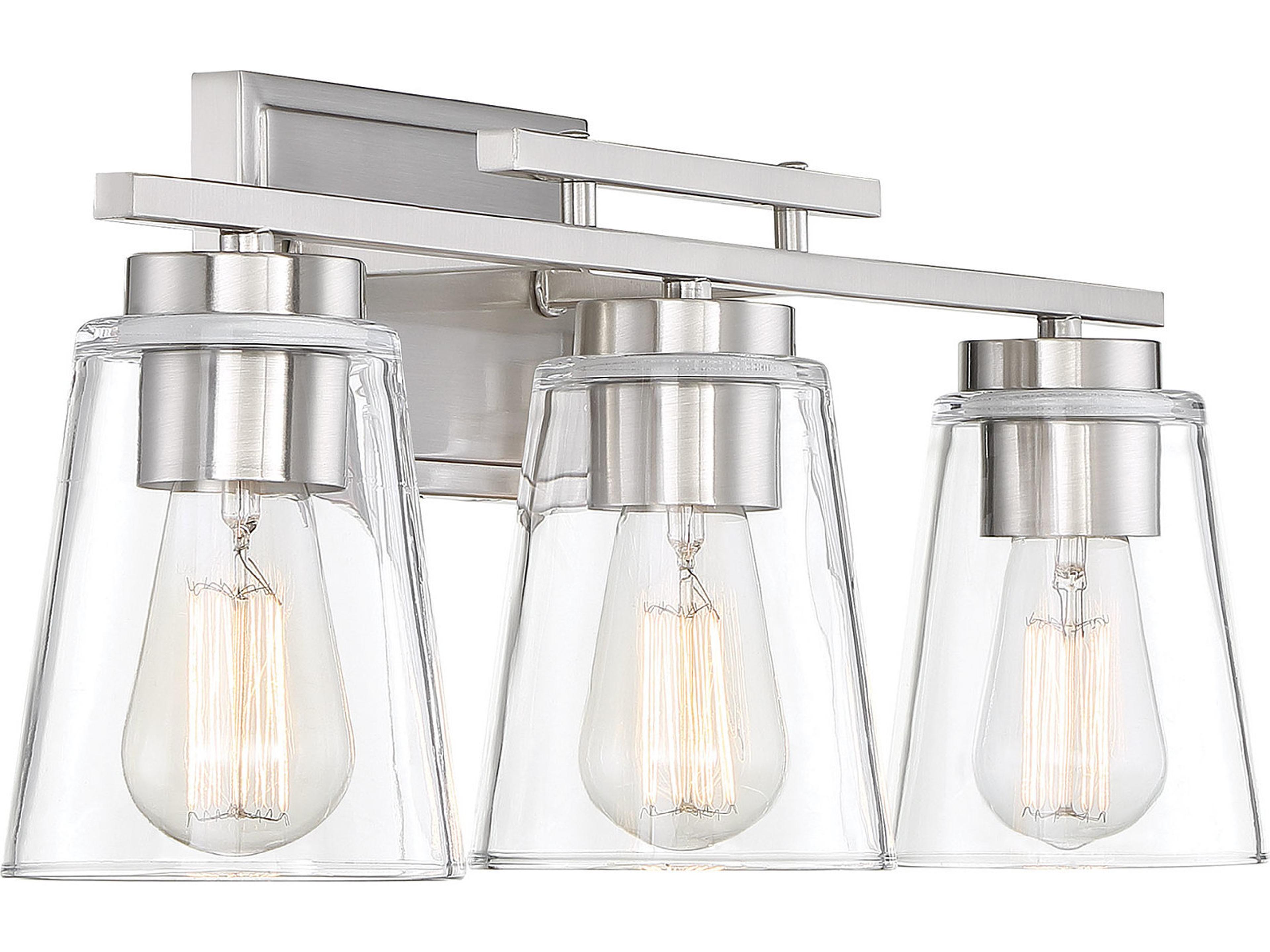 Savoy House Calhoun 3-Light Satin Nickel Glass Vanity Light