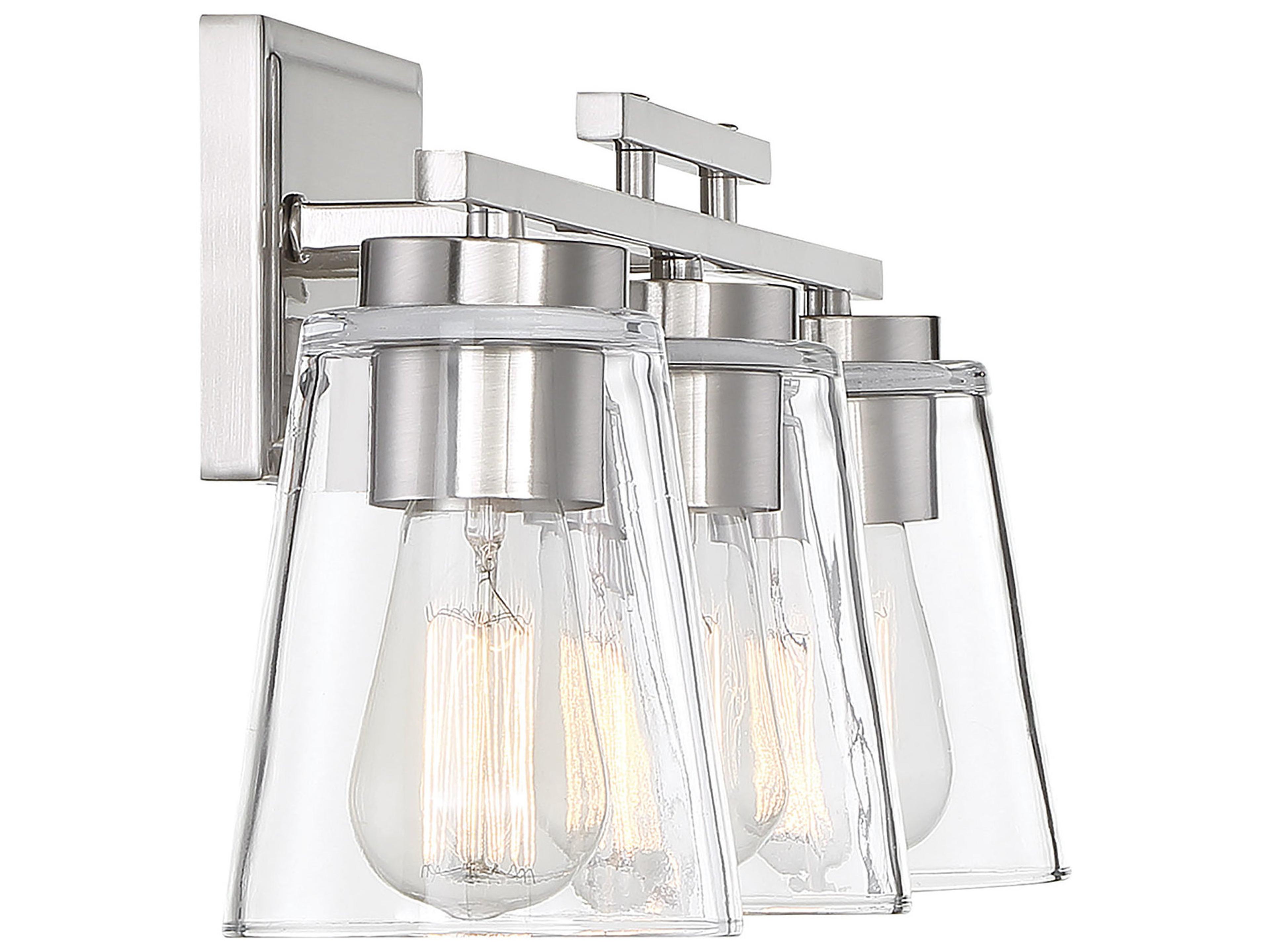 Savoy House Calhoun 3-Light Satin Nickel Glass Vanity Light