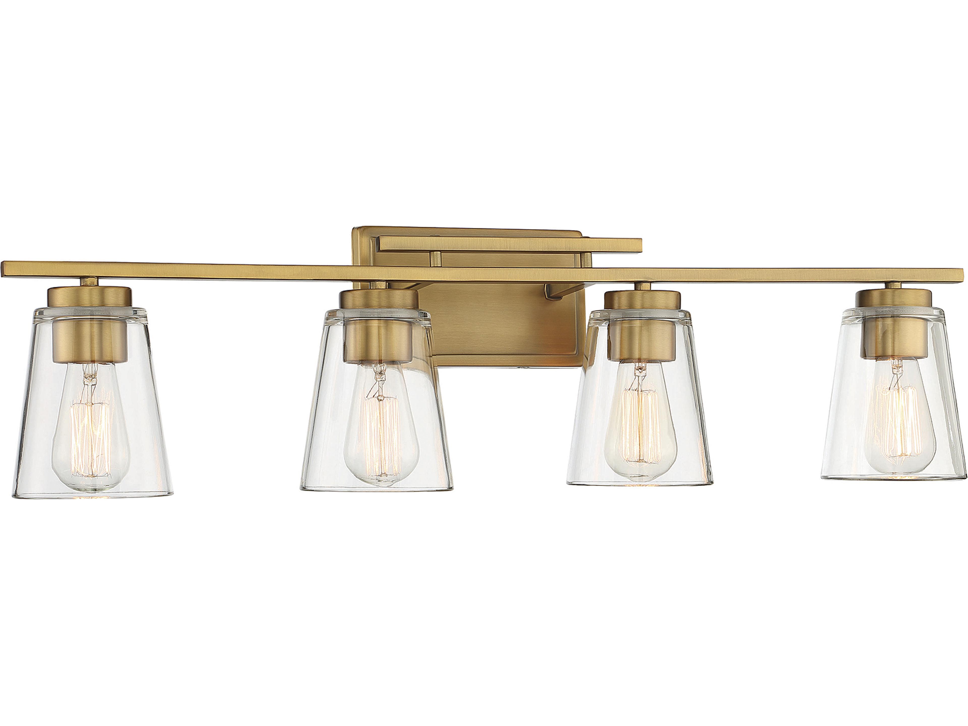 Savoy House Calhoun 4-Light Warm Brass Glass Vanity Light