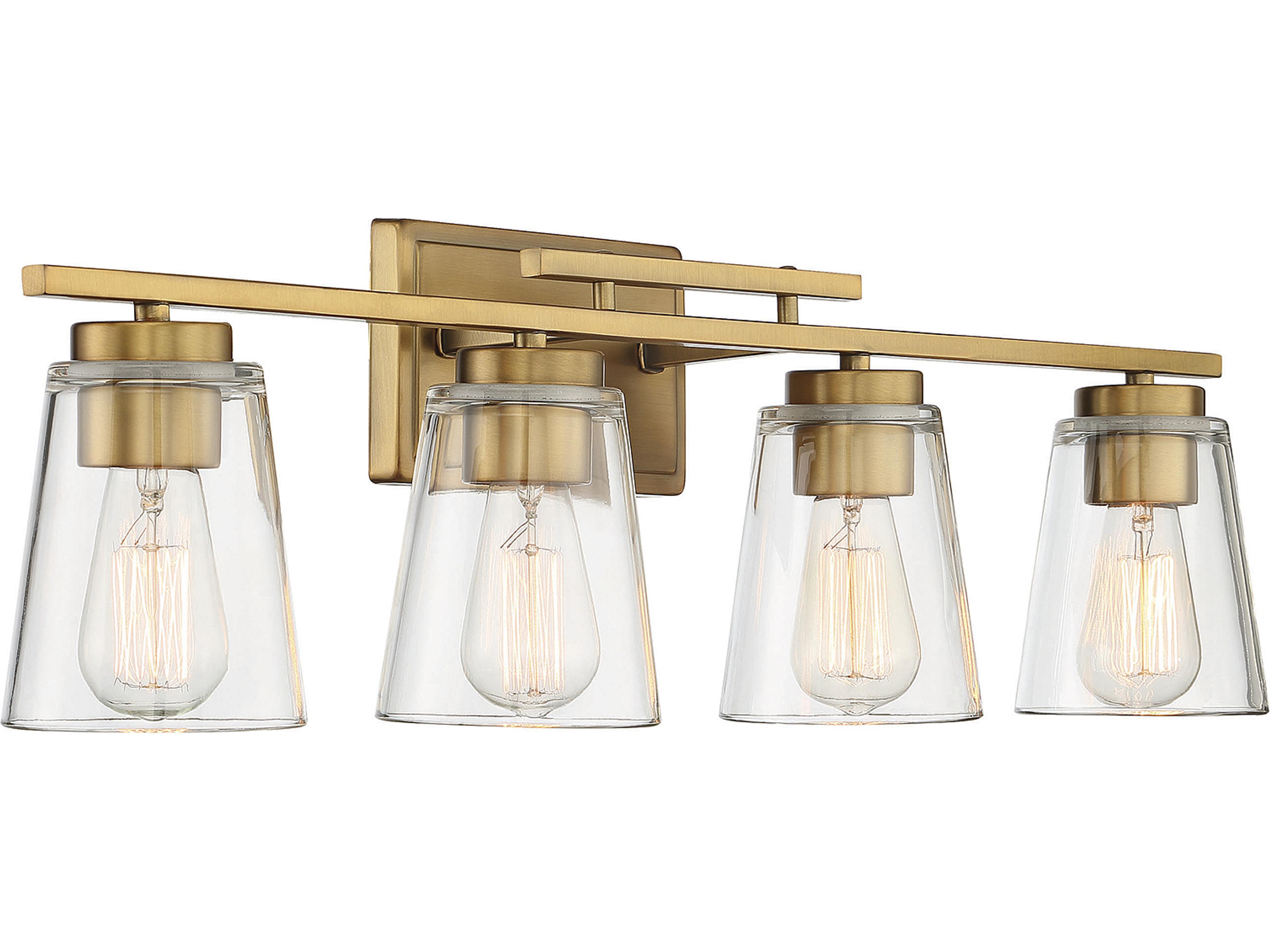 Savoy House Calhoun 4-Light Warm Brass Glass Vanity Light