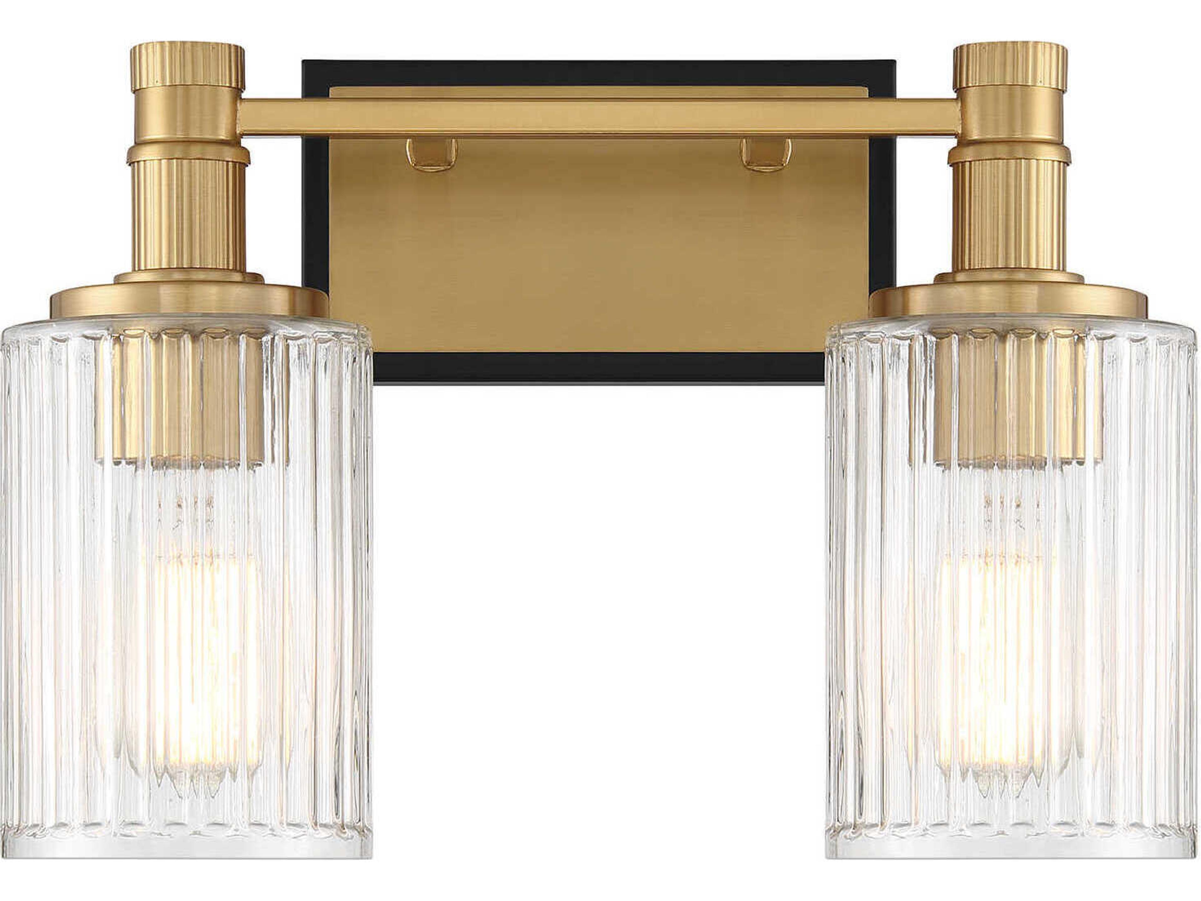 Concord 2-Light Matte Black Warm Brass Vanity Light