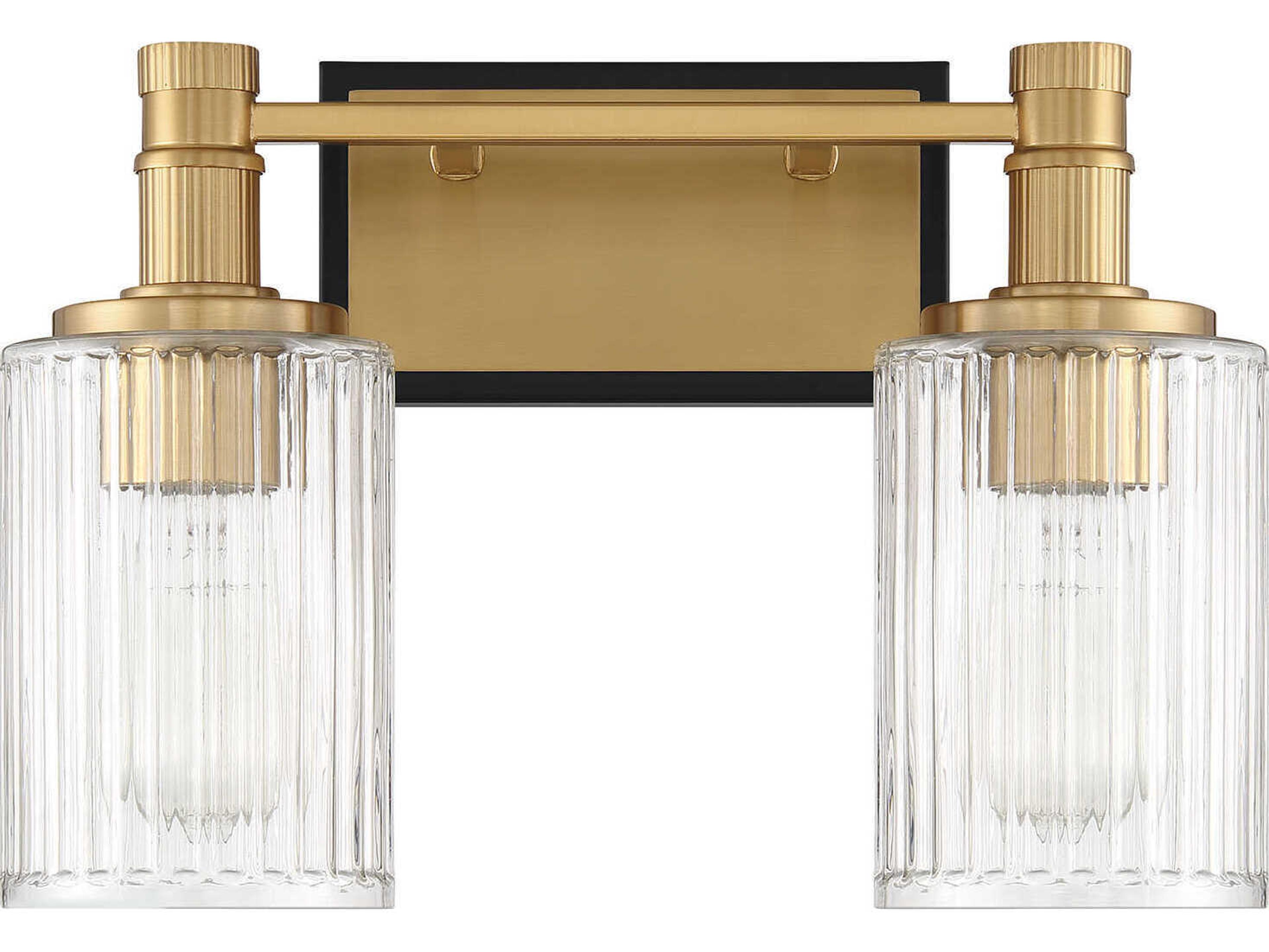 Savoy House Concord 2-Light Matte Black Warm Brass Vanity Light
