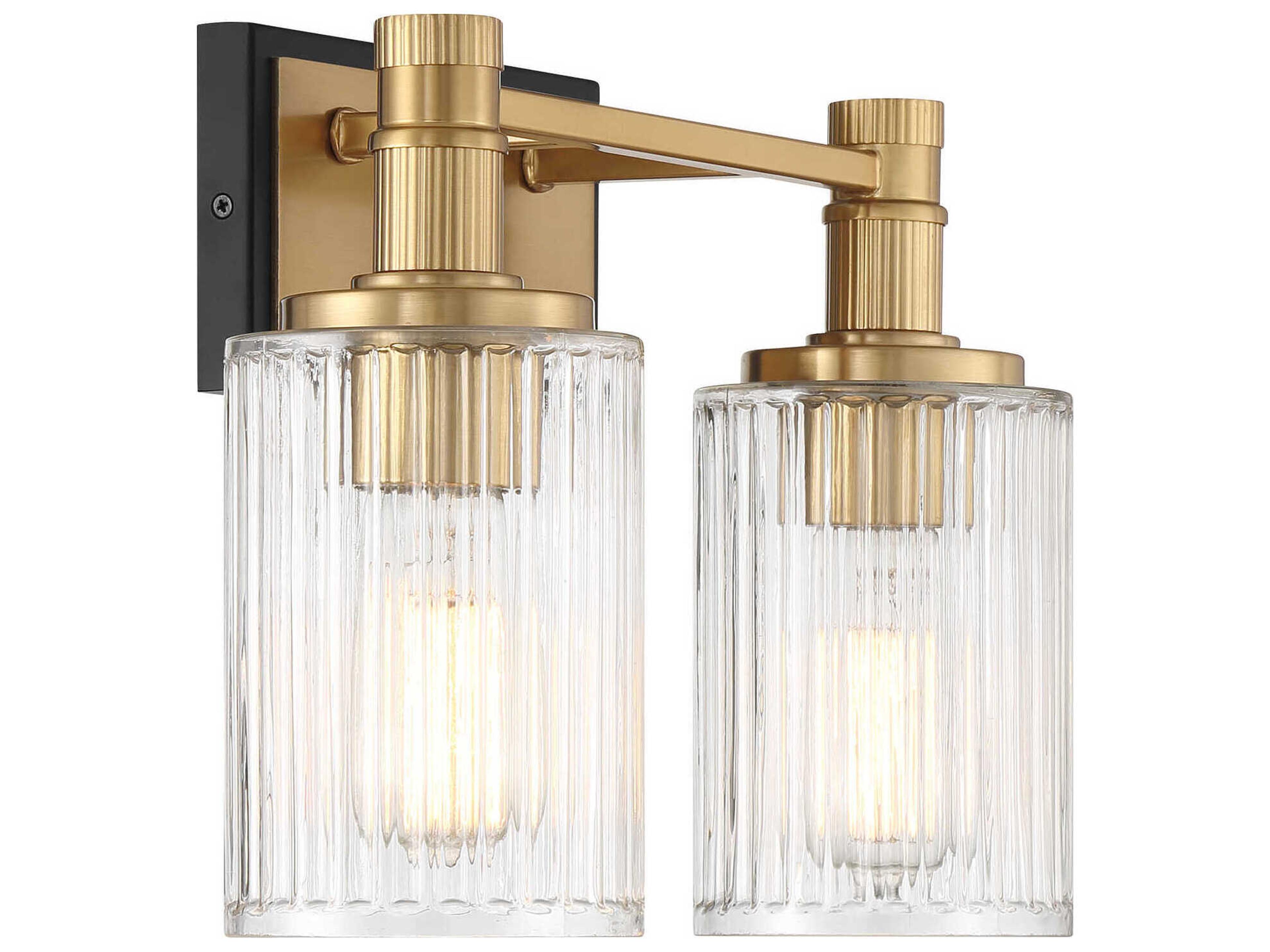Savoy House Concord 2-Light Matte Black Warm Brass Vanity Light