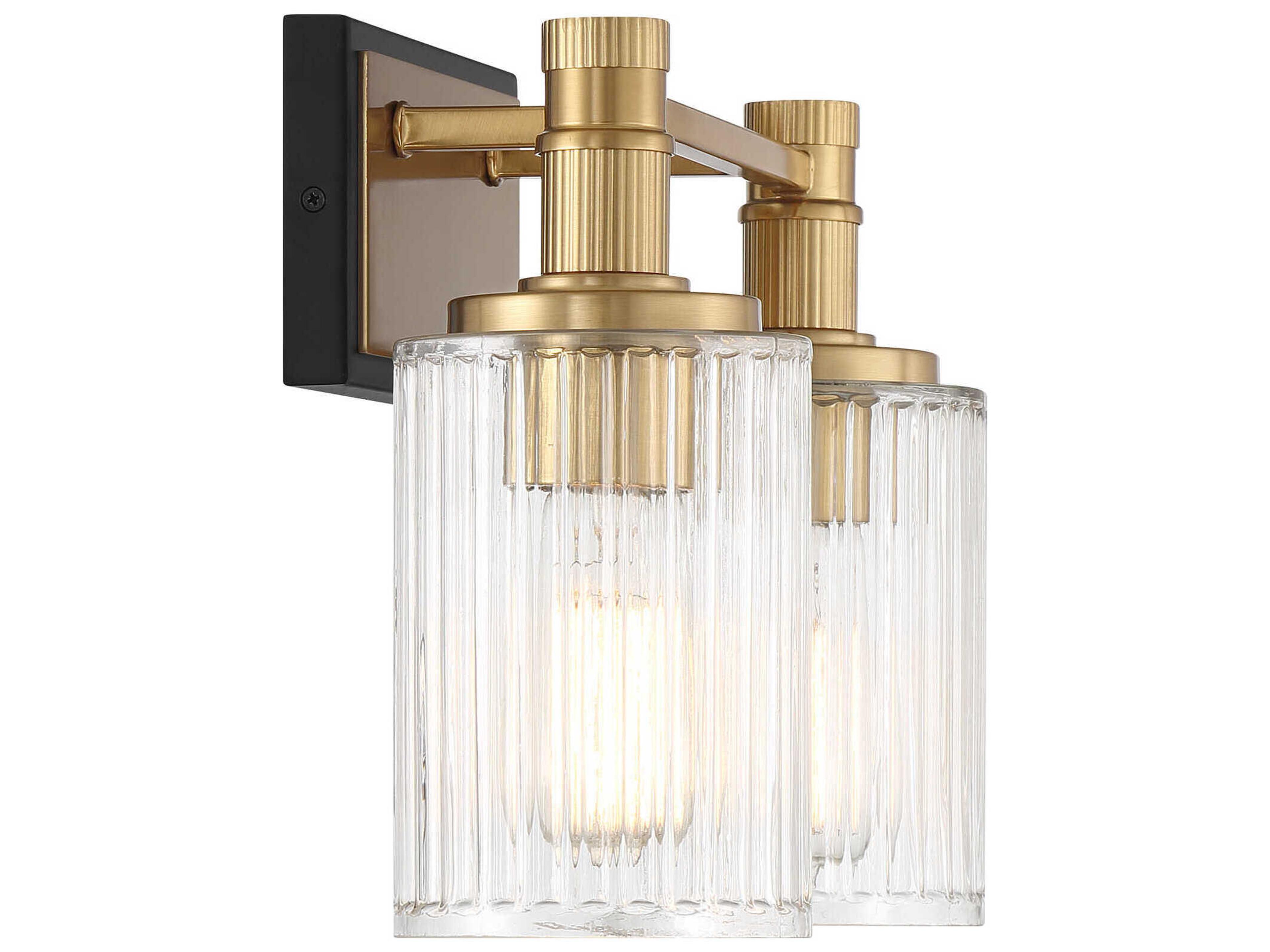 Savoy House Concord 2-Light Matte Black Warm Brass Vanity Light