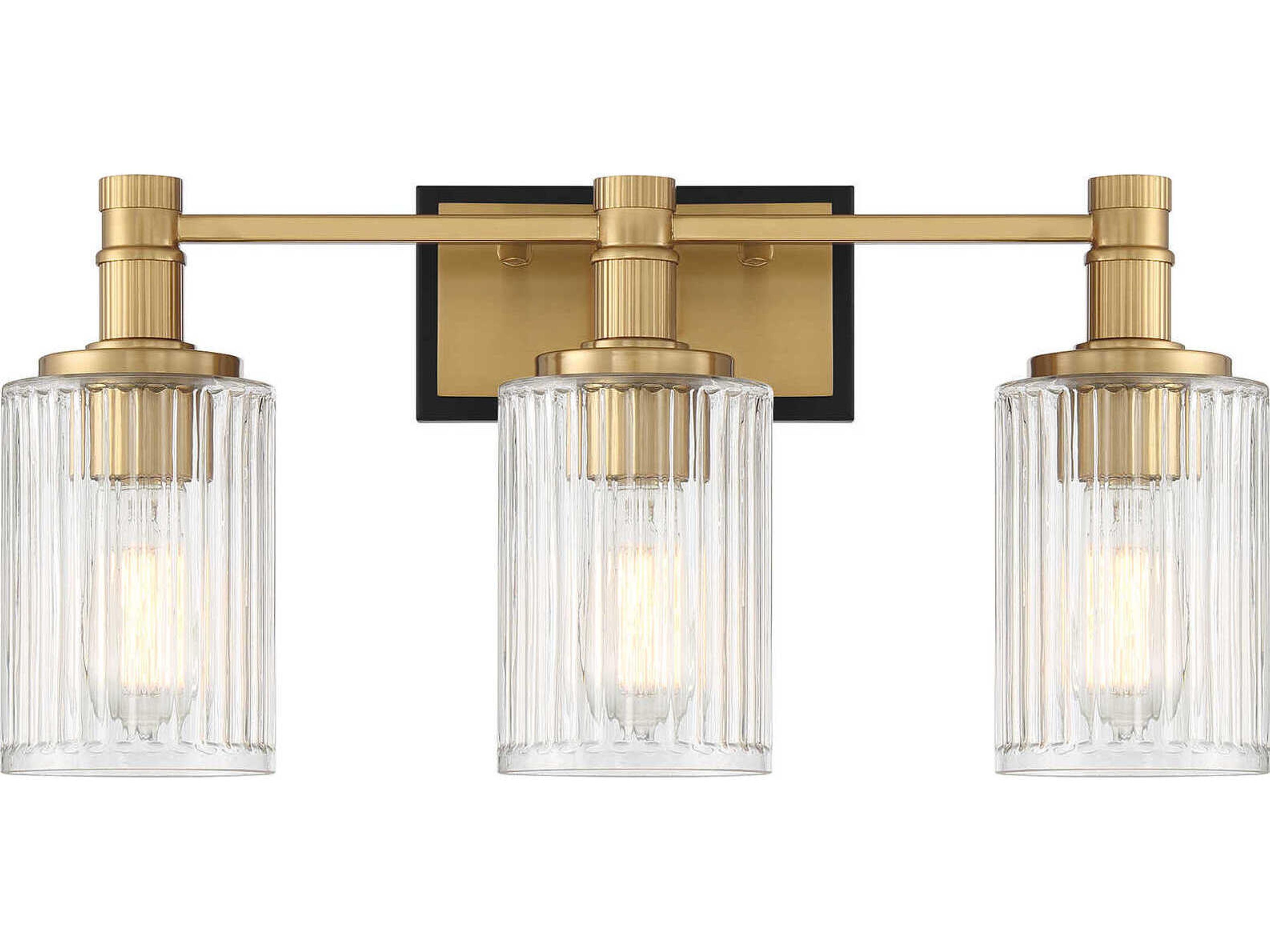 Concord 3-Light Matte Black Warm Brass Vanity Light