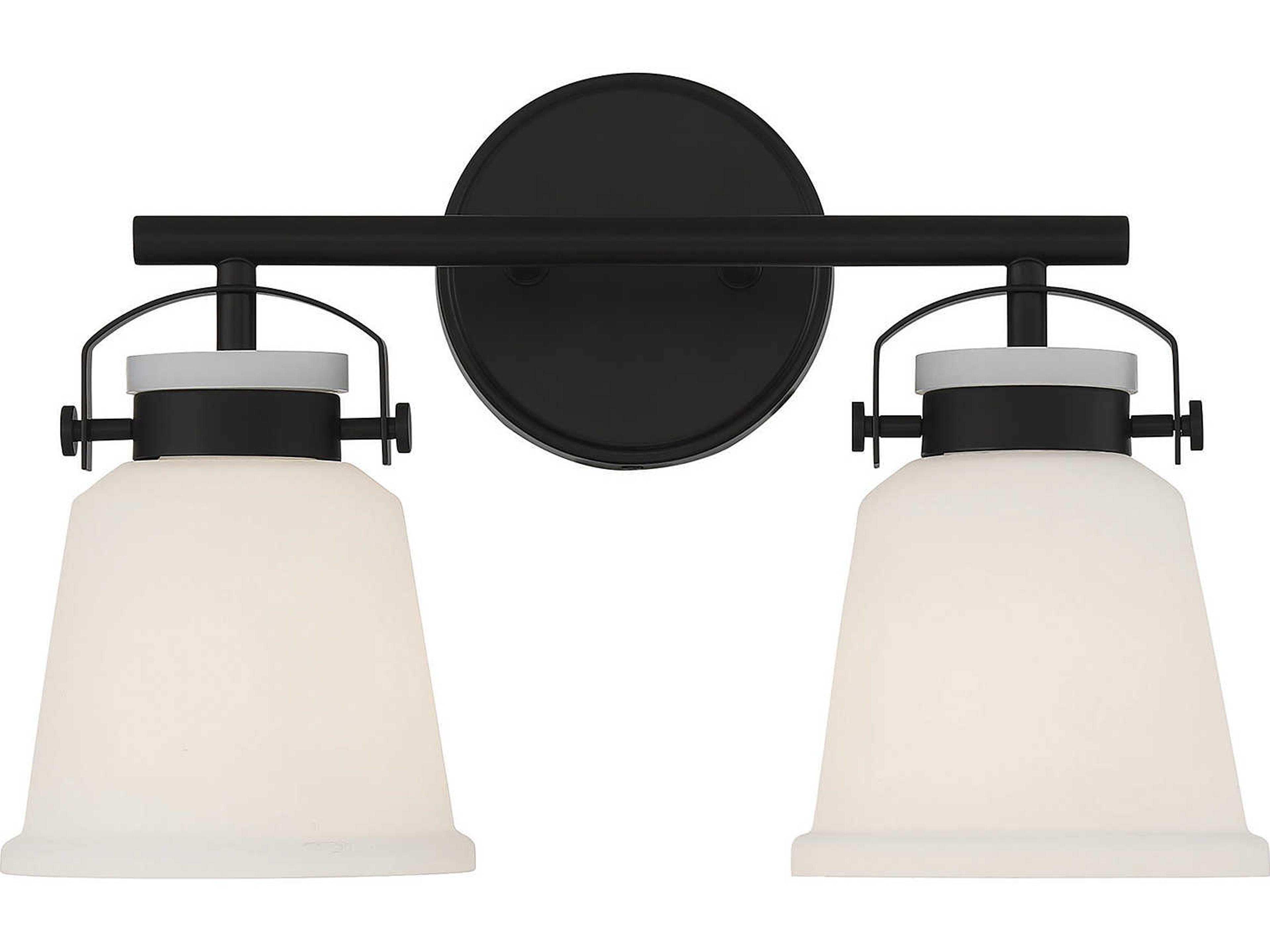Kaden 2-Light Matte Black Glass Vanity Light