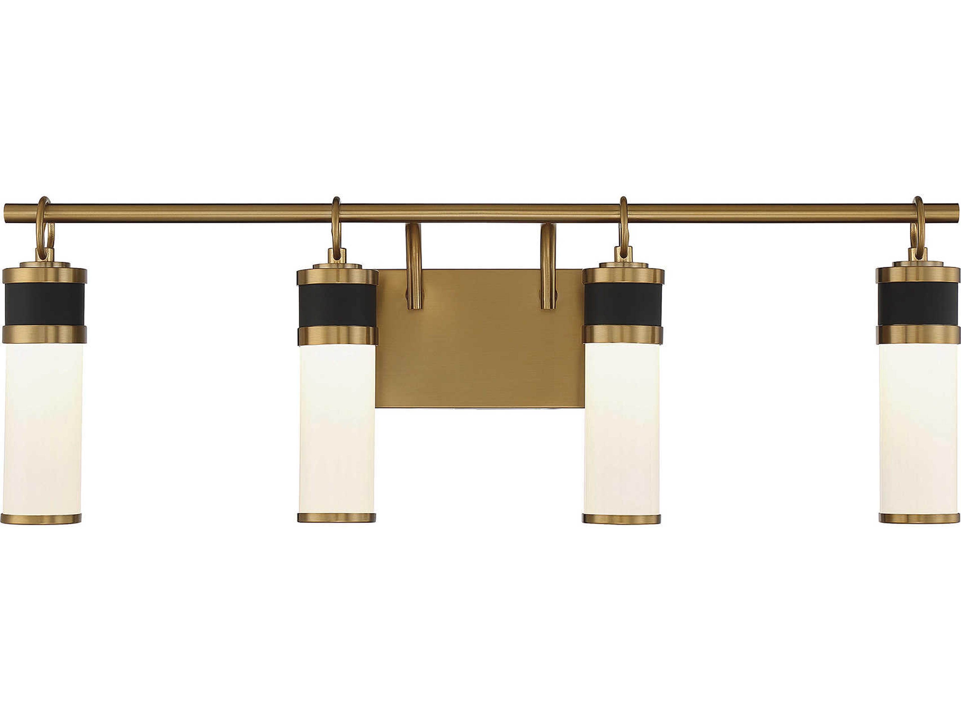 Abel 4-Light Matte Black Warm Brass Glass LED Vanity Light