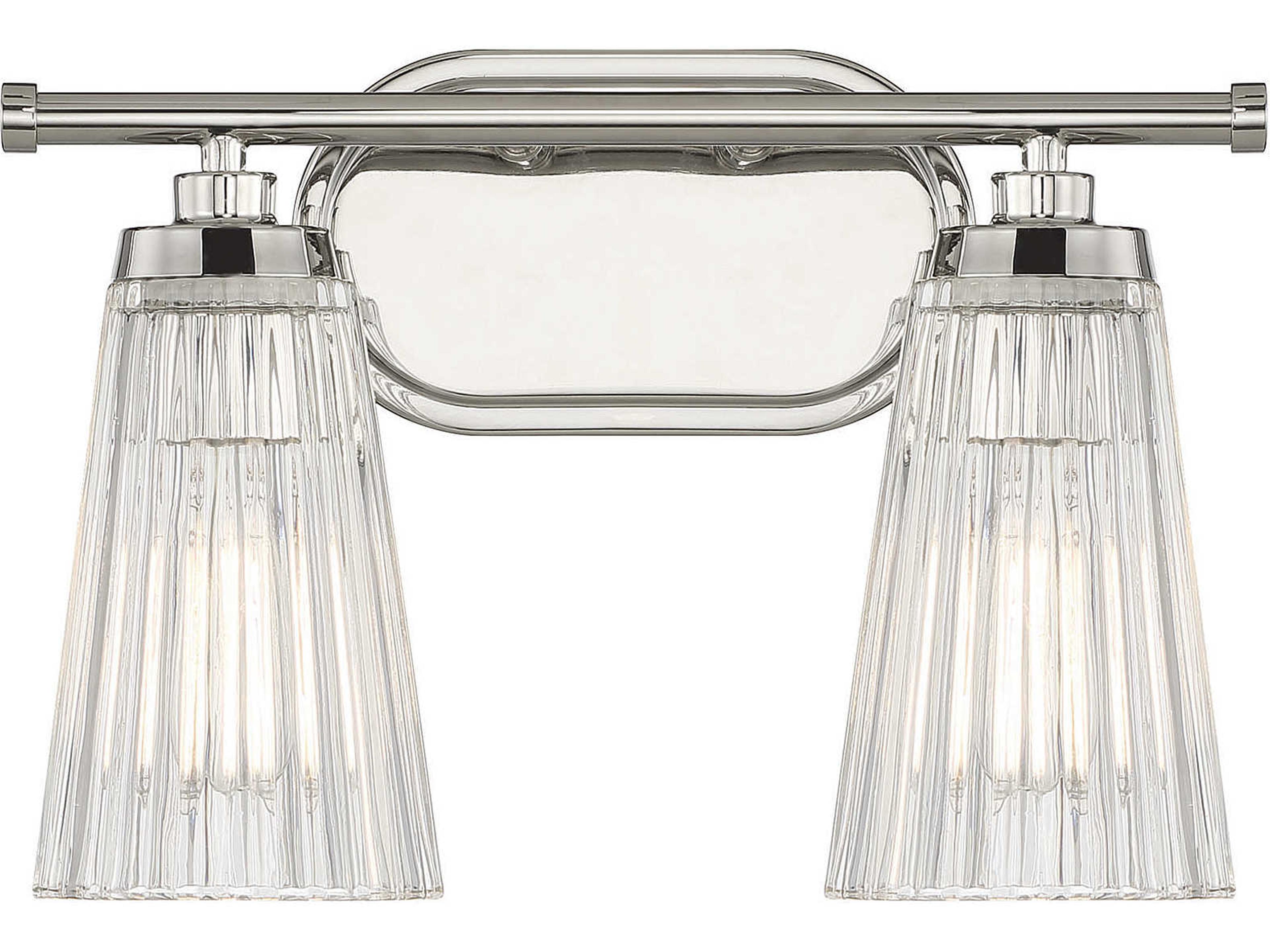 Chantilly 2-Light Polished Nickel Glass Vanity Light