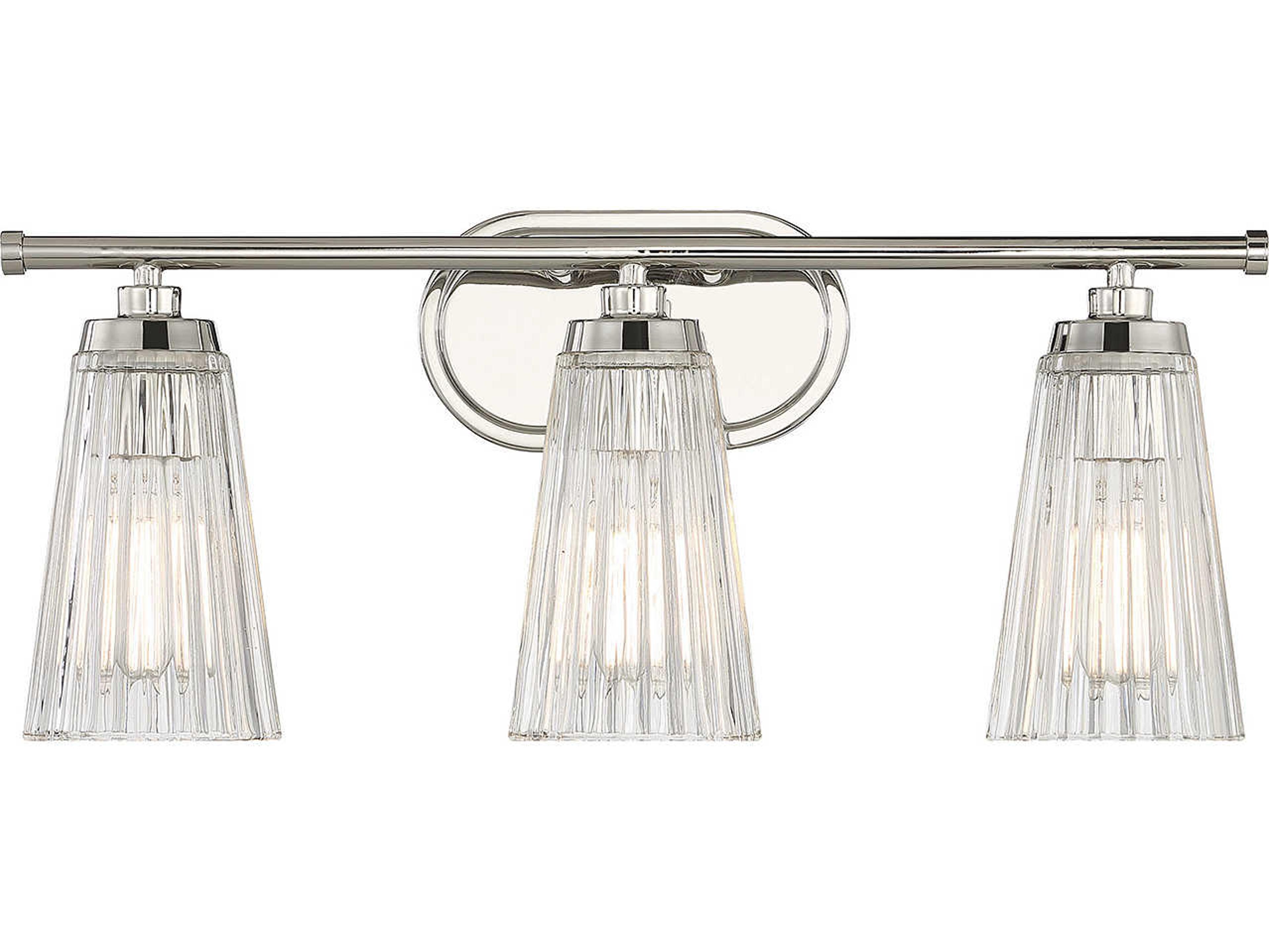 Chantilly 3-Light Polished Nickel Glass Vanity Light