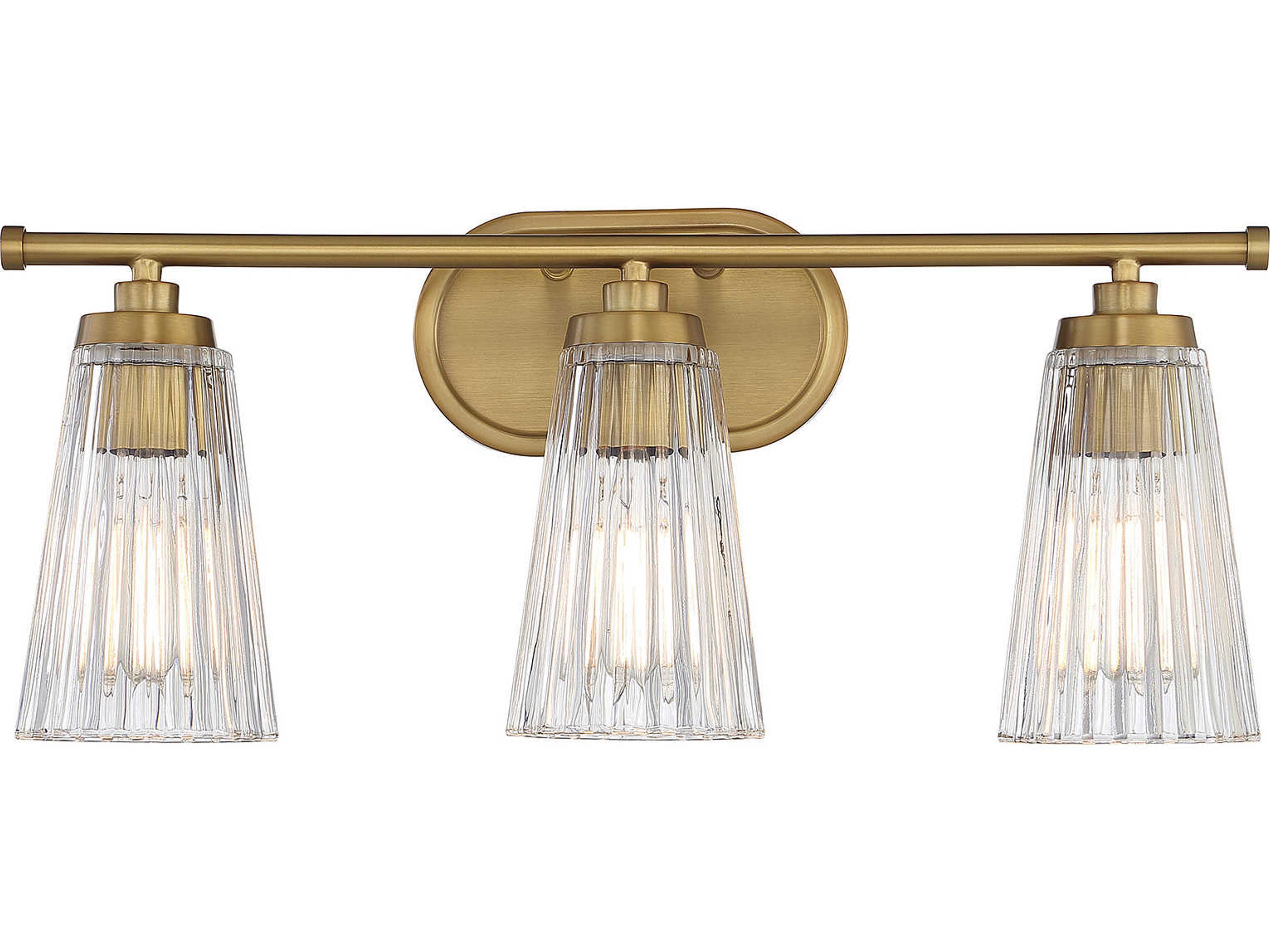 Chantilly 3-Light Warm Brass Glass Vanity Light